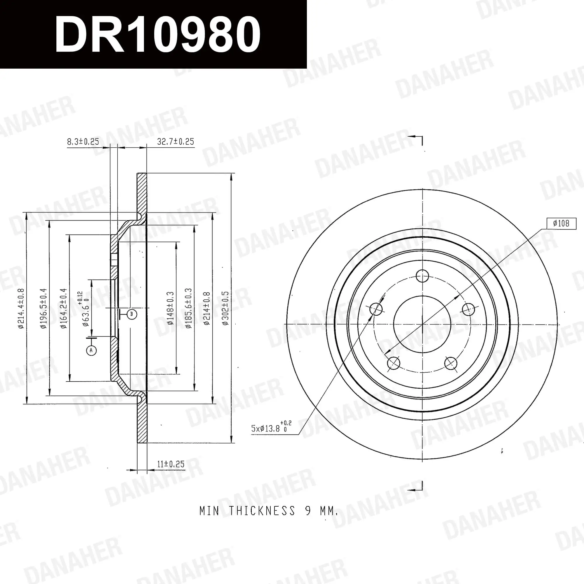 DANAHER féktárcsa - DR10980 - TothCarparts