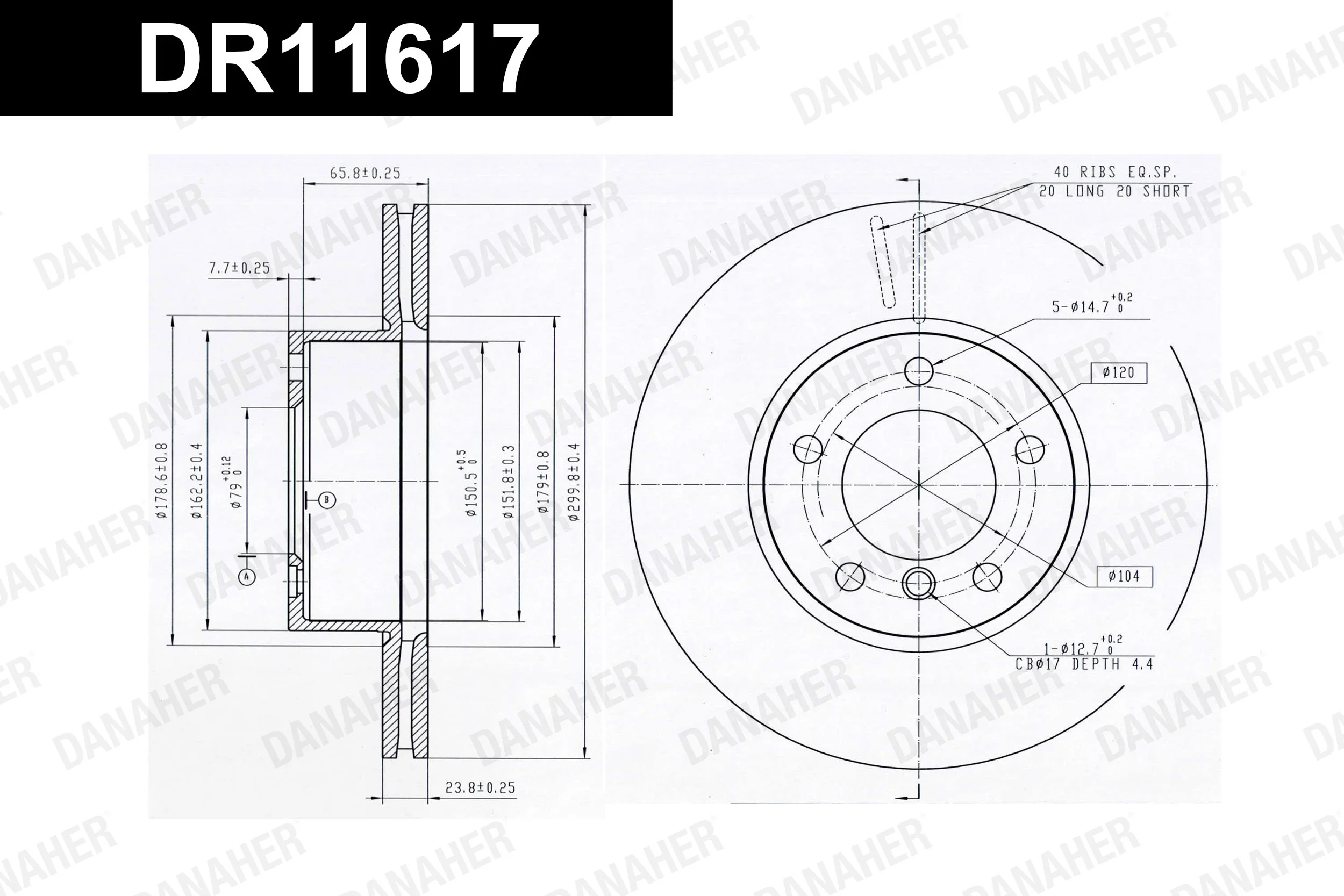 DANAHER féktárcsa - DR11617 - TothCarparts