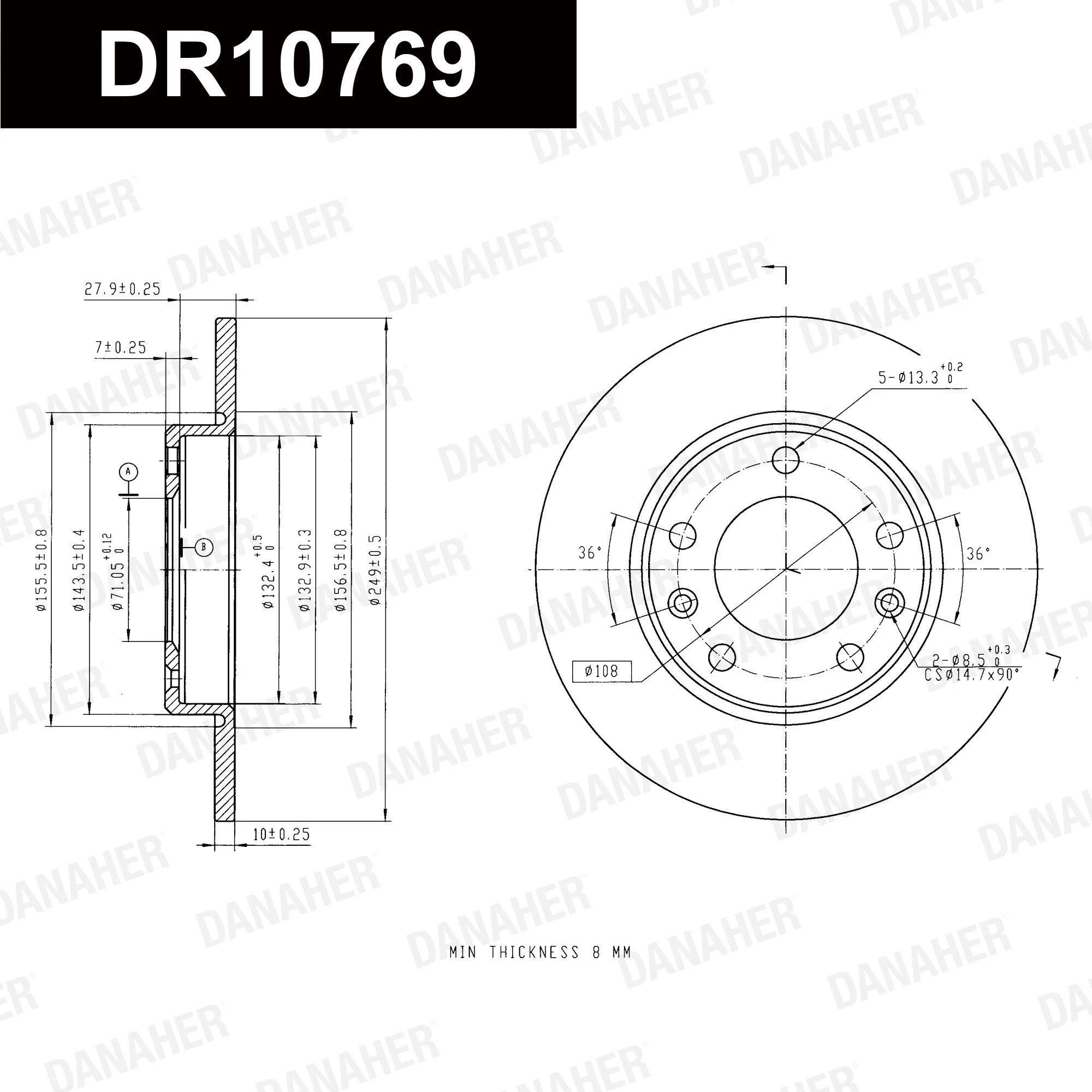 DANAHER féktárcsa - DR10769 - TothCarparts
