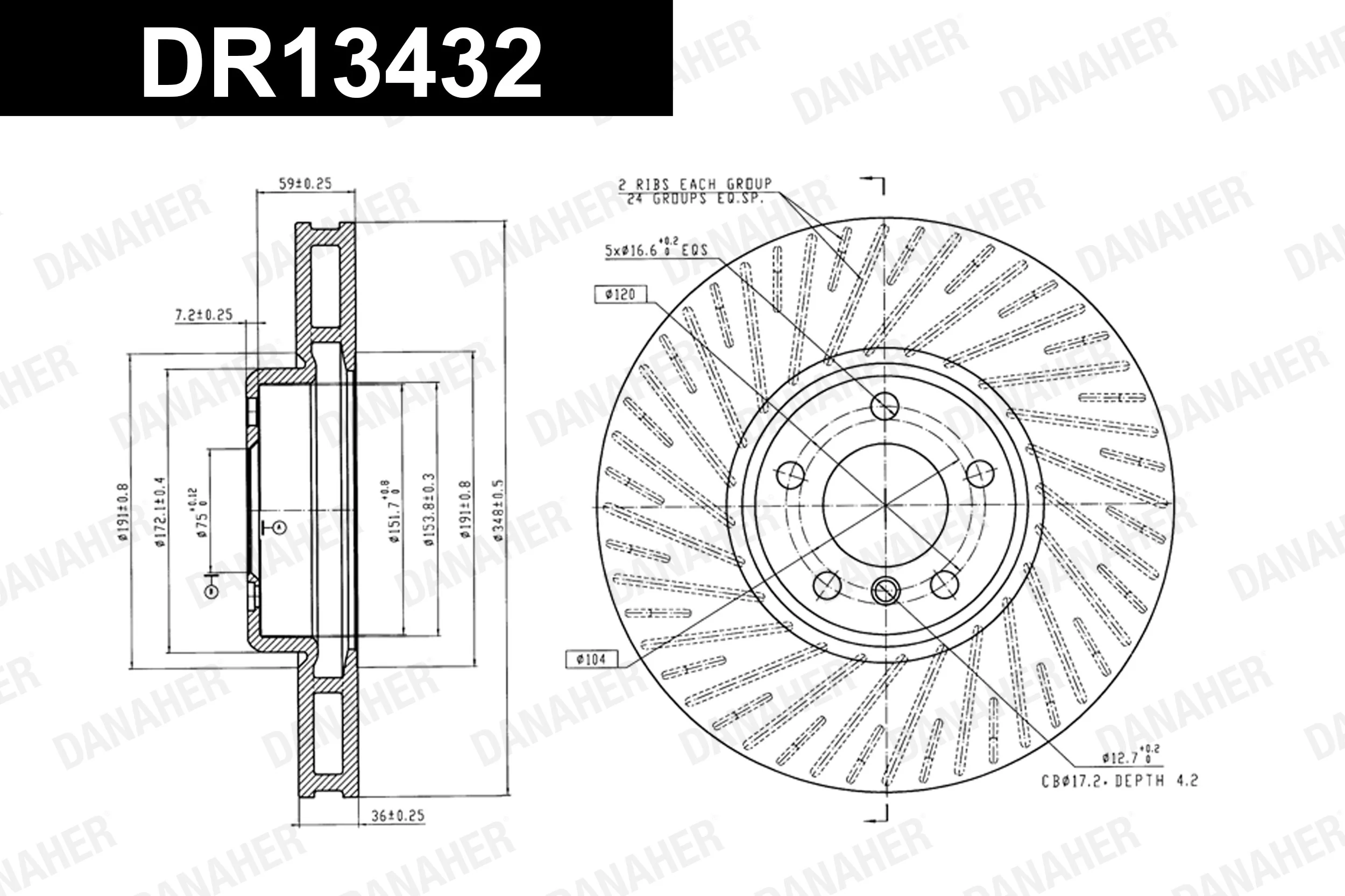 DANAHER féktárcsa - DR13432 - TothCarparts