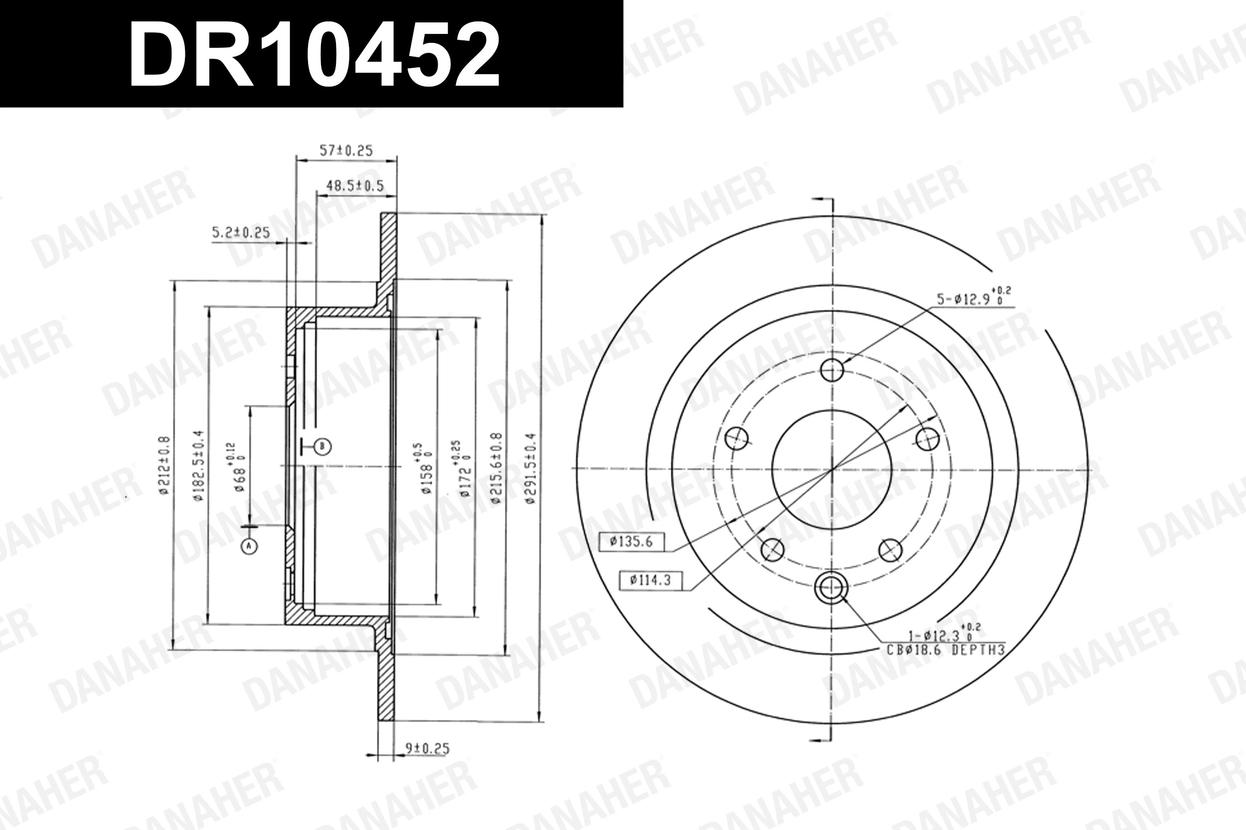 DANAHER féktárcsa - DR10452 - TothCarparts
