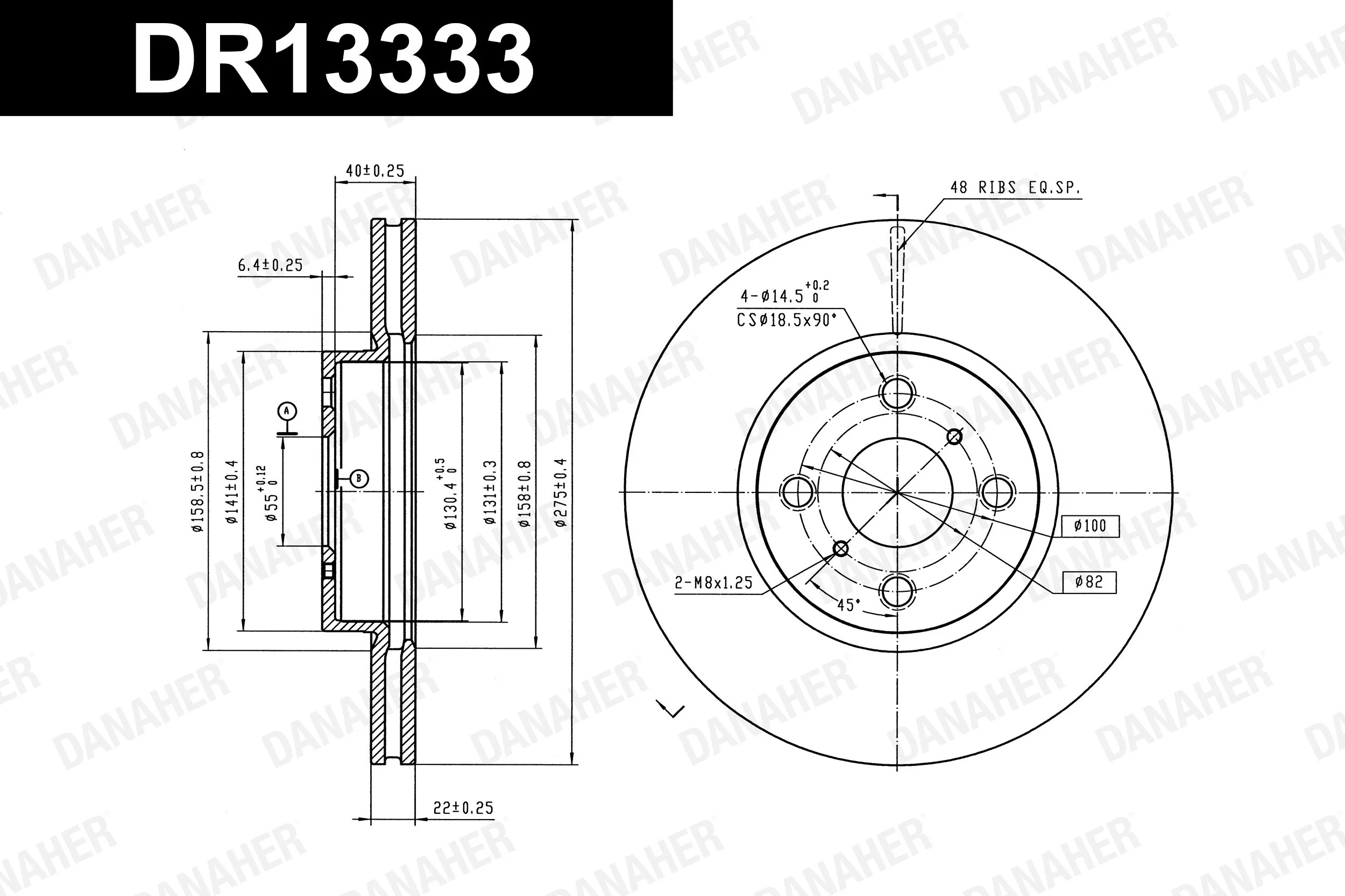 DANAHER féktárcsa - DR13333 - TothCarparts