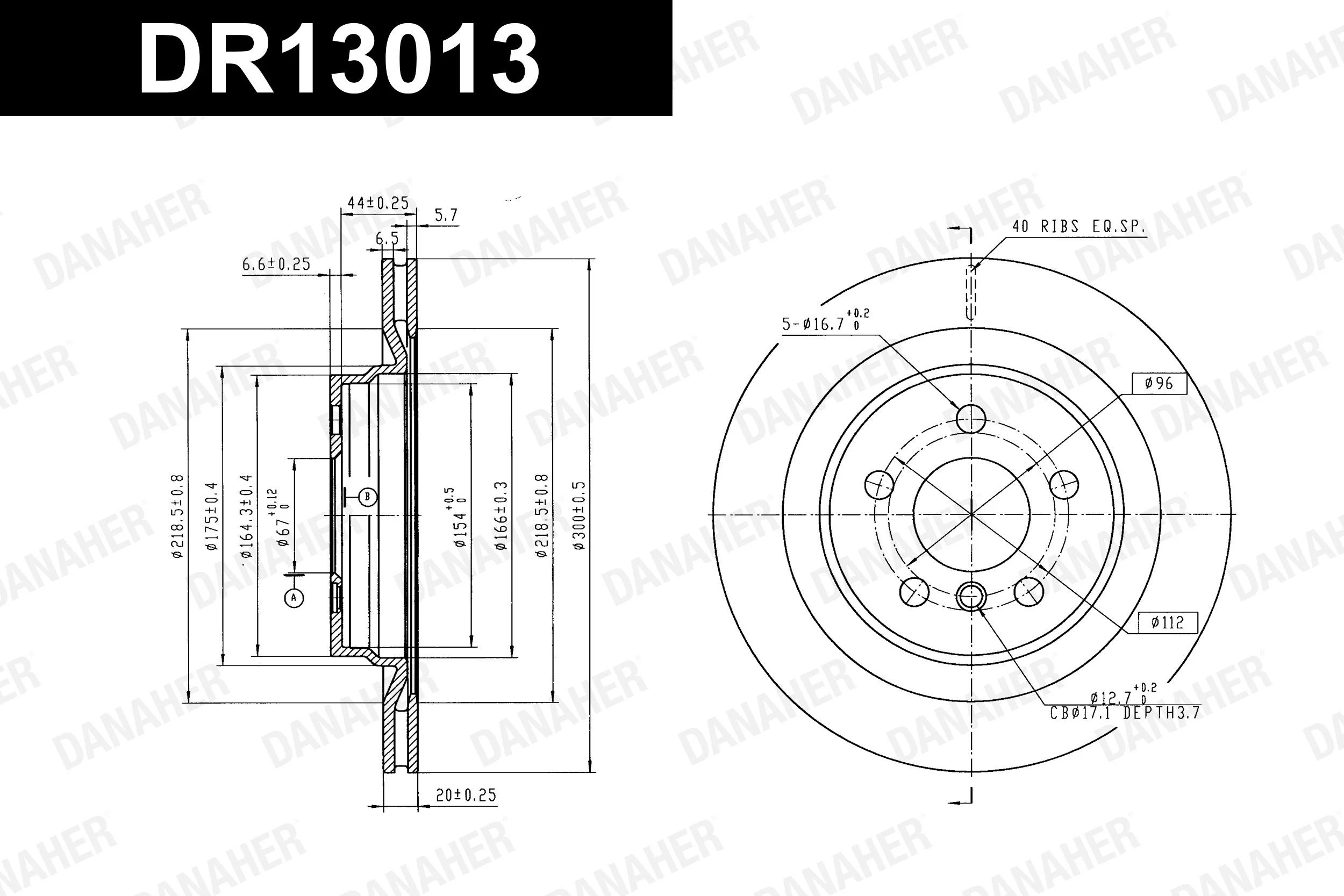 DANAHER féktárcsa - DR13013 - TothCarparts