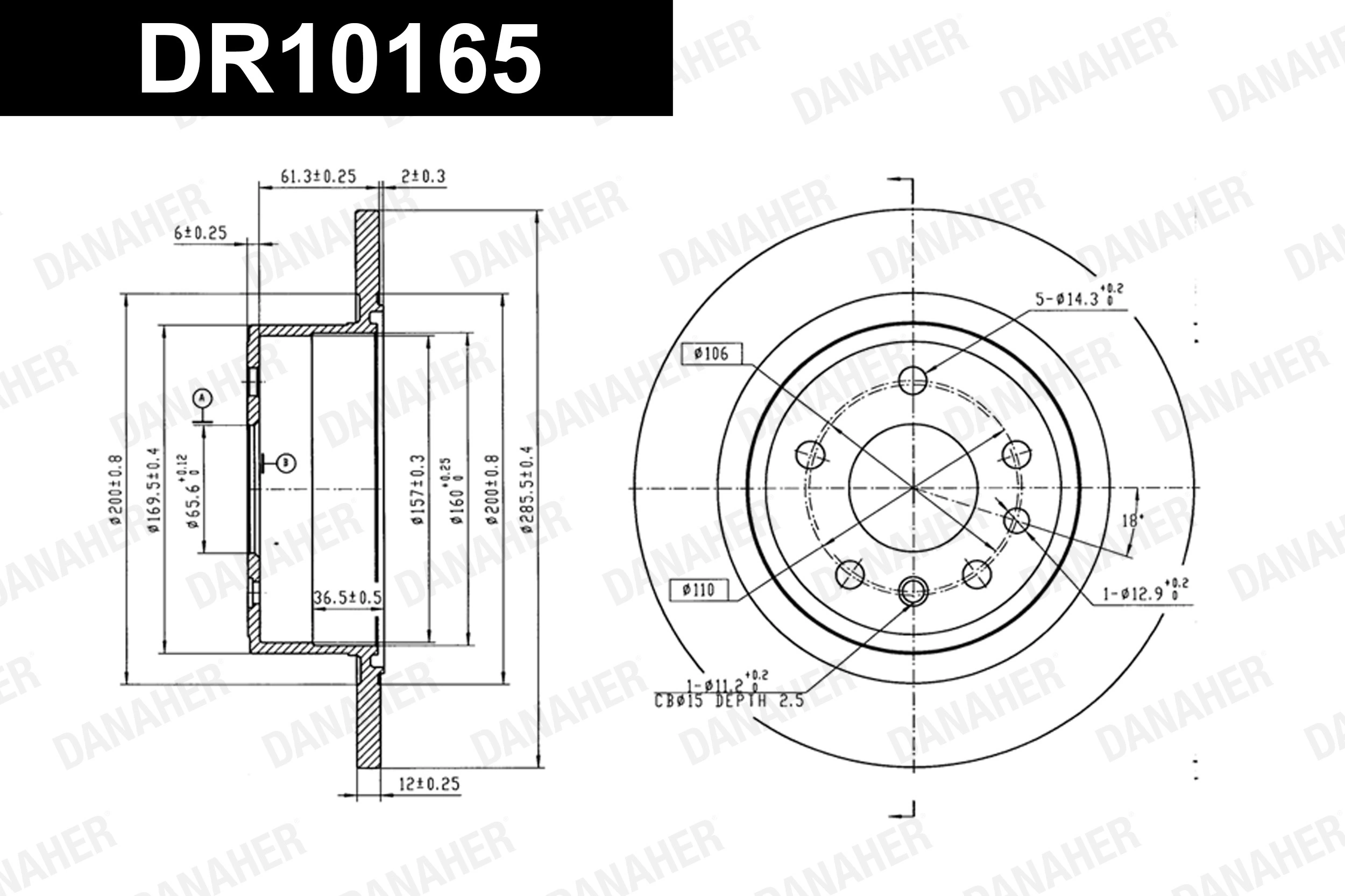 DANAHER féktárcsa - DR10165 - TothCarparts