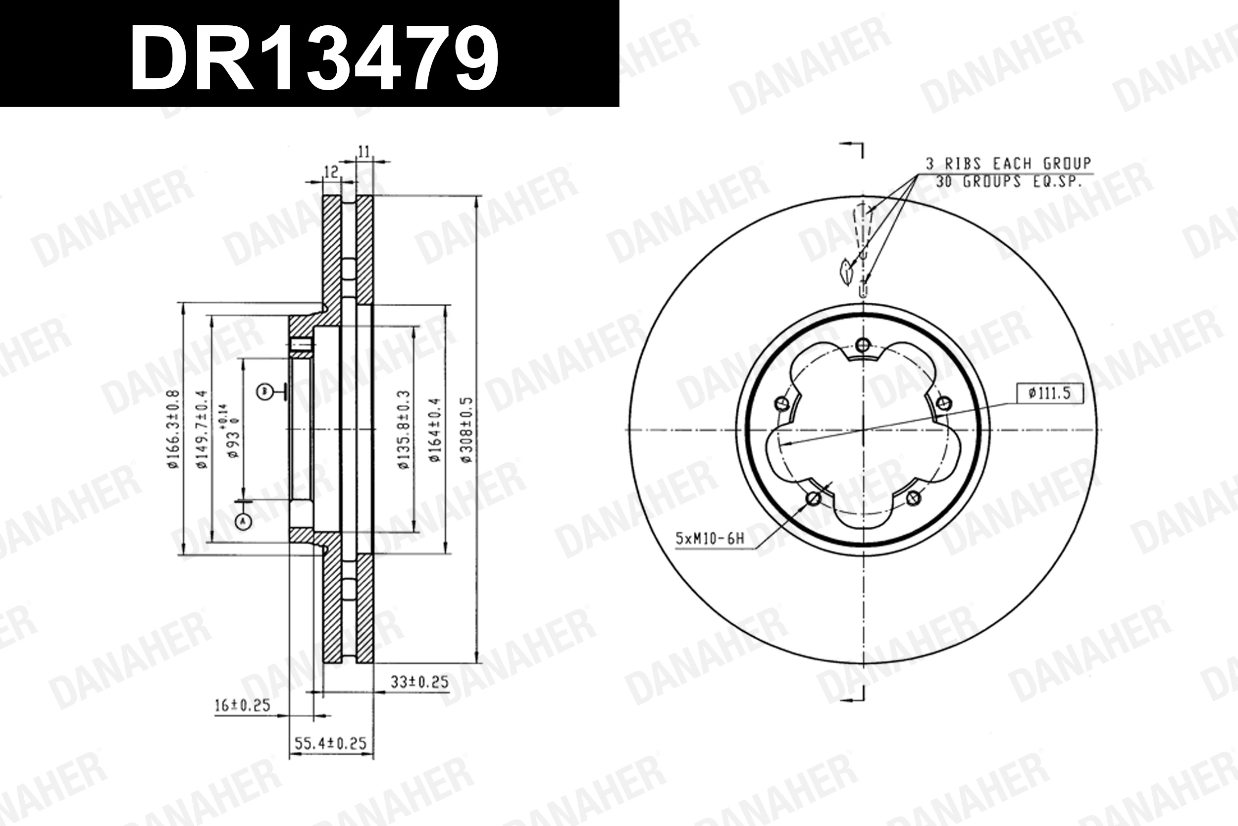DANAHER féktárcsa - DR13479 - TothCarparts