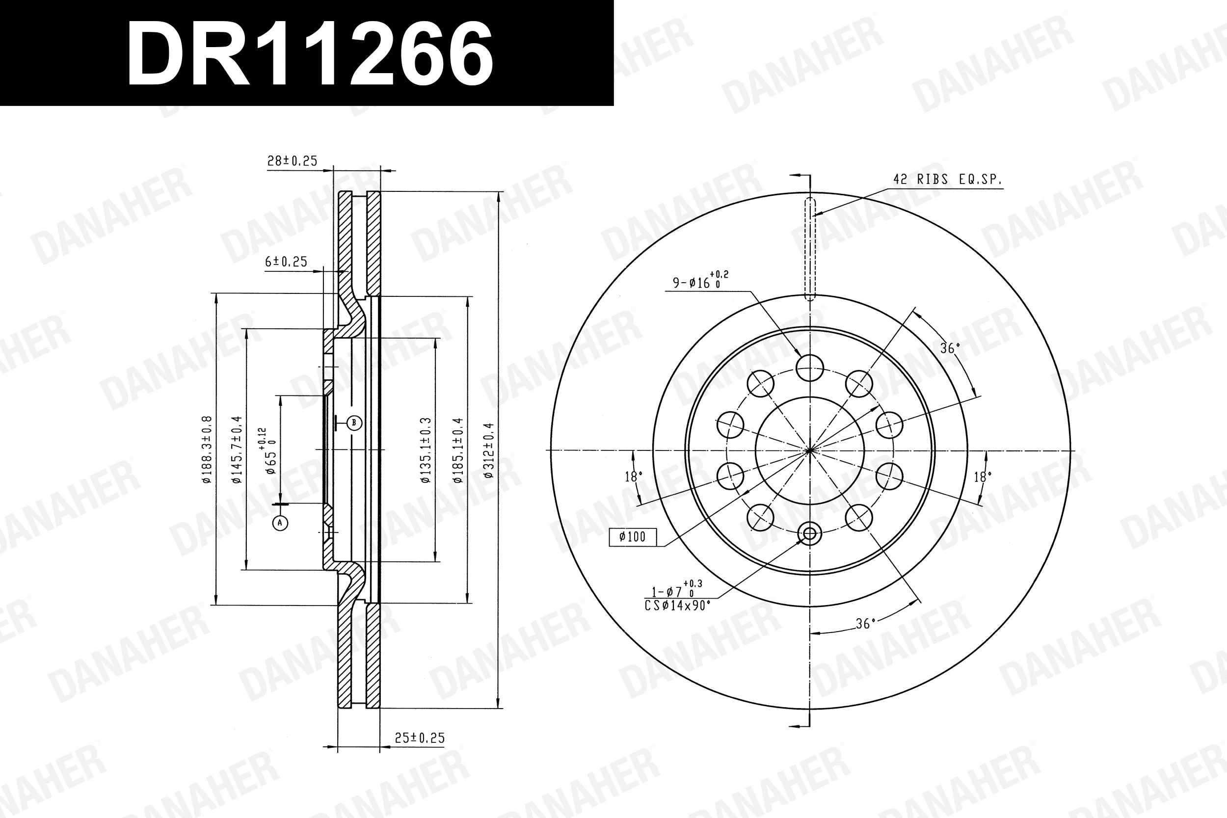 DANAHER féktárcsa - DR11266 - TothCarparts