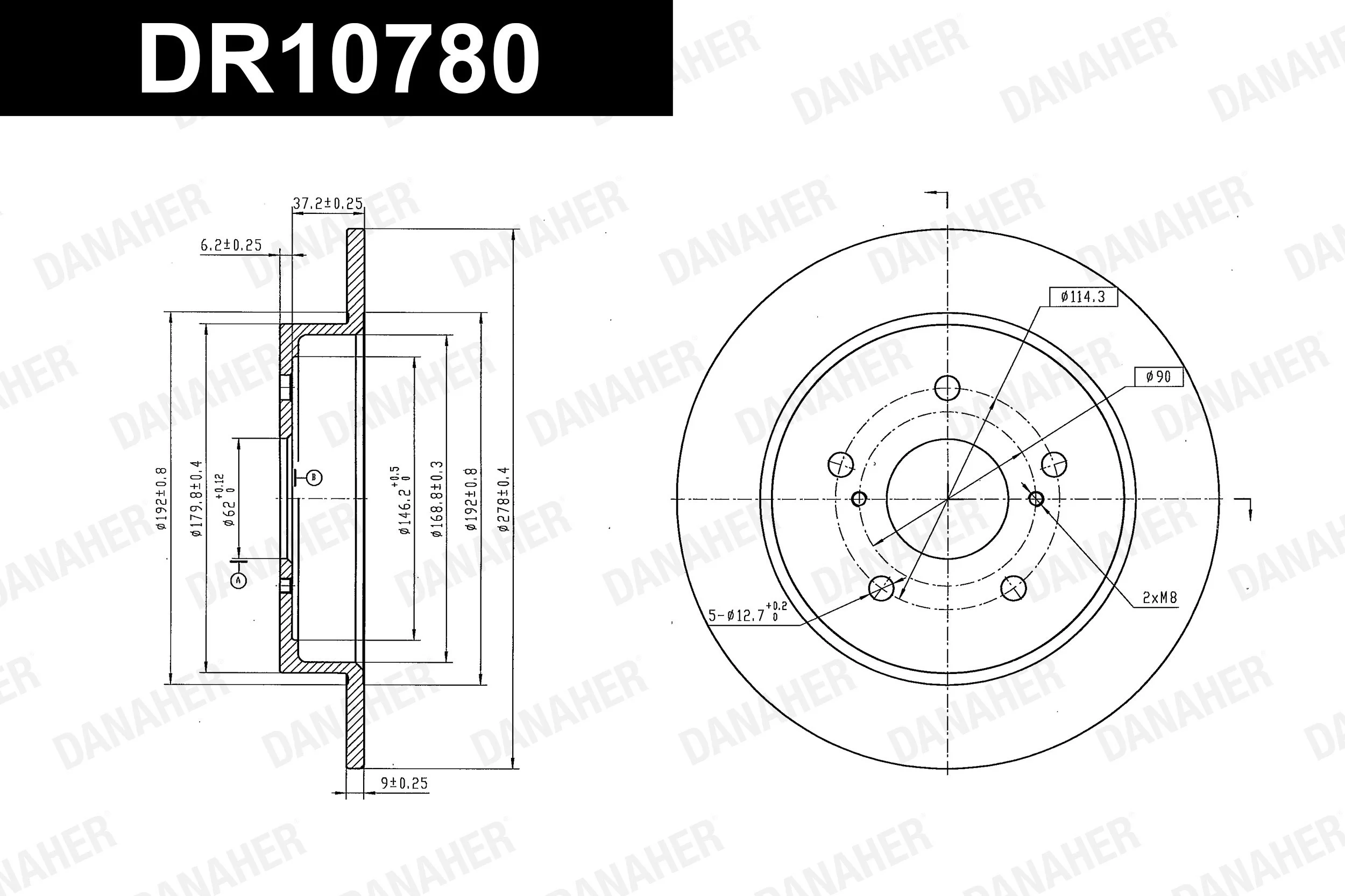 DANAHER féktárcsa - DR10780 - TothCarparts