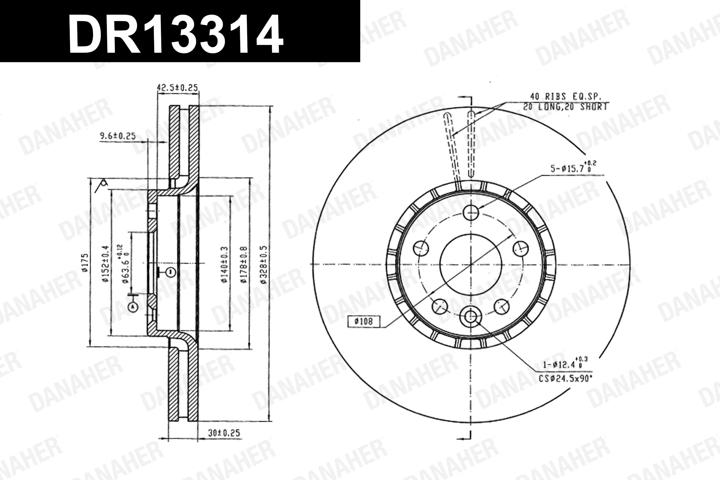 DANAHER féktárcsa - DR13314 - TothCarparts