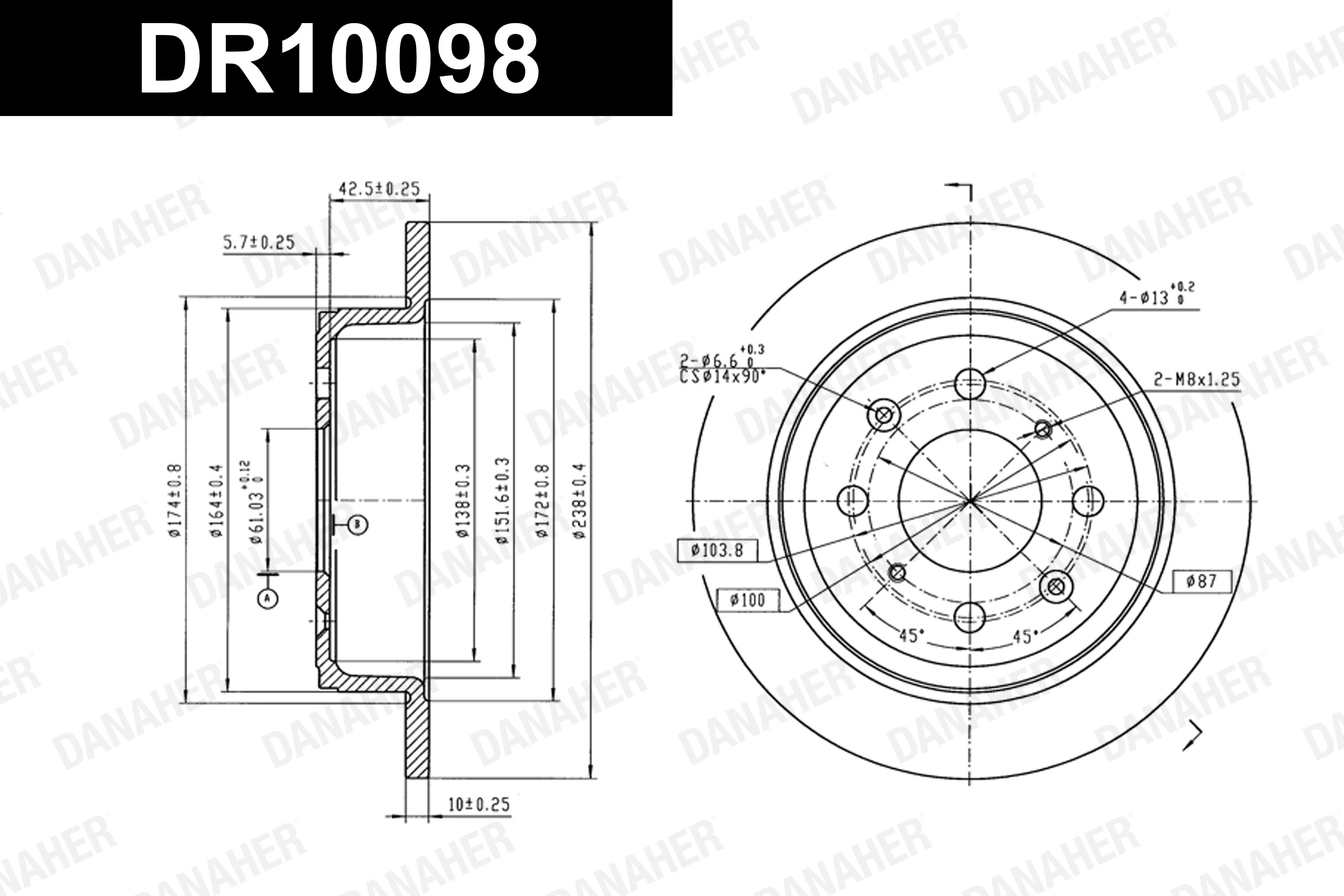 DANAHER féktárcsa - DR10098 - TothCarparts