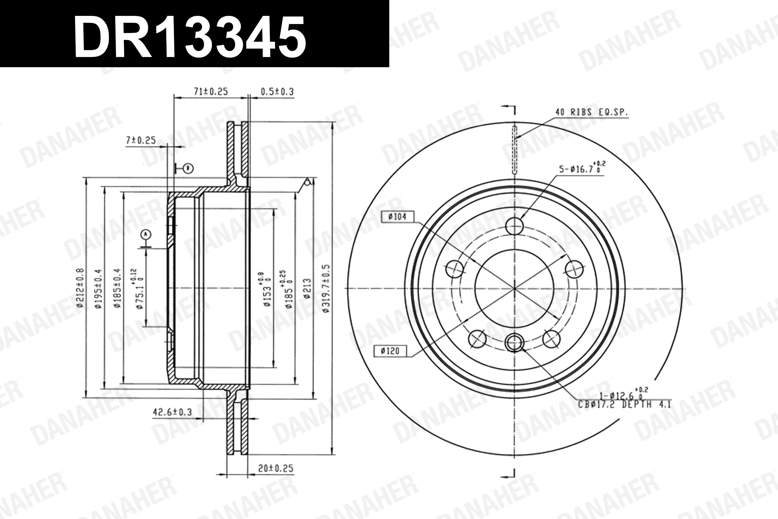 DANAHER féktárcsa - DR13345 - TothCarparts