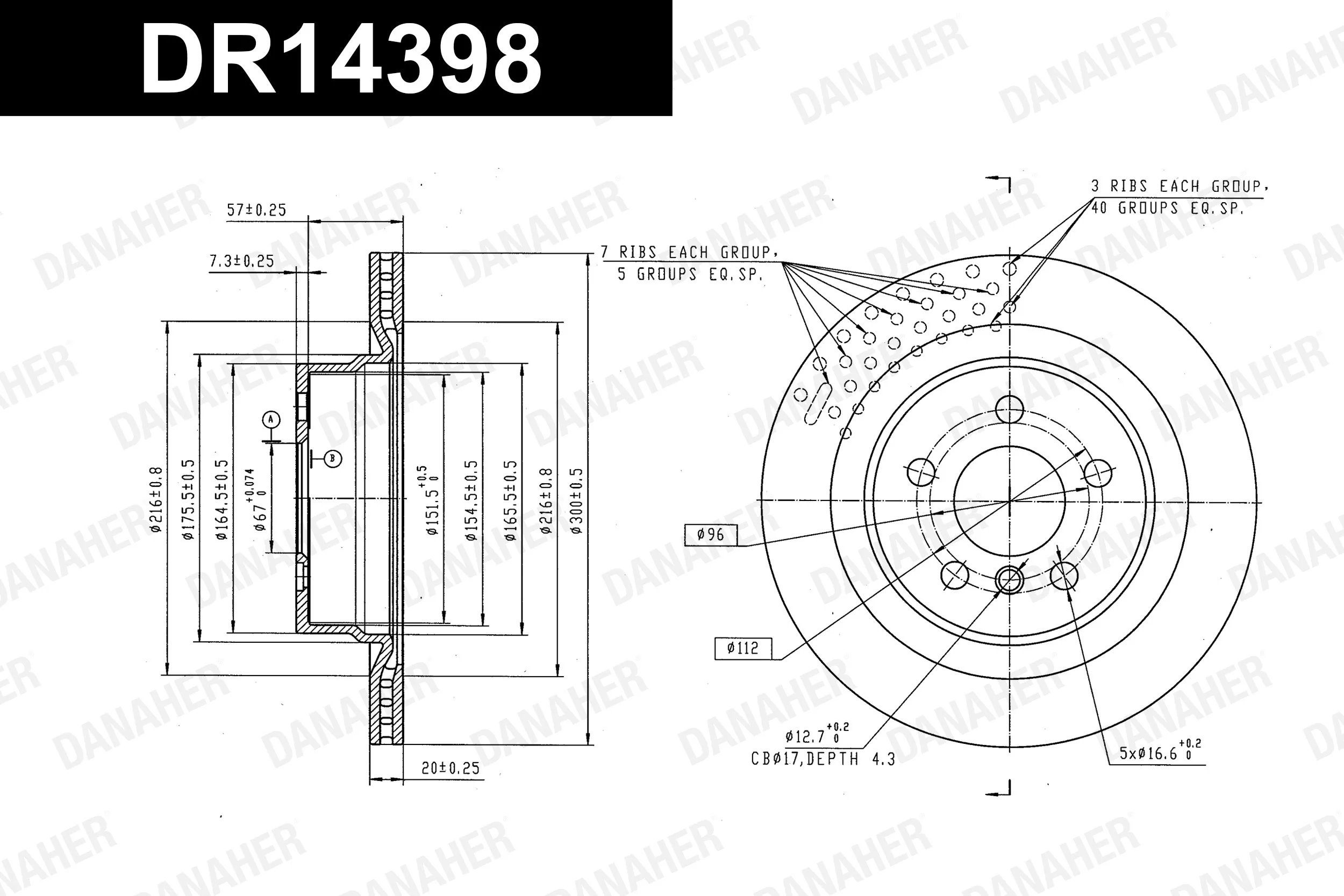 DANAHER féktárcsa - DR14398 - TothCarparts