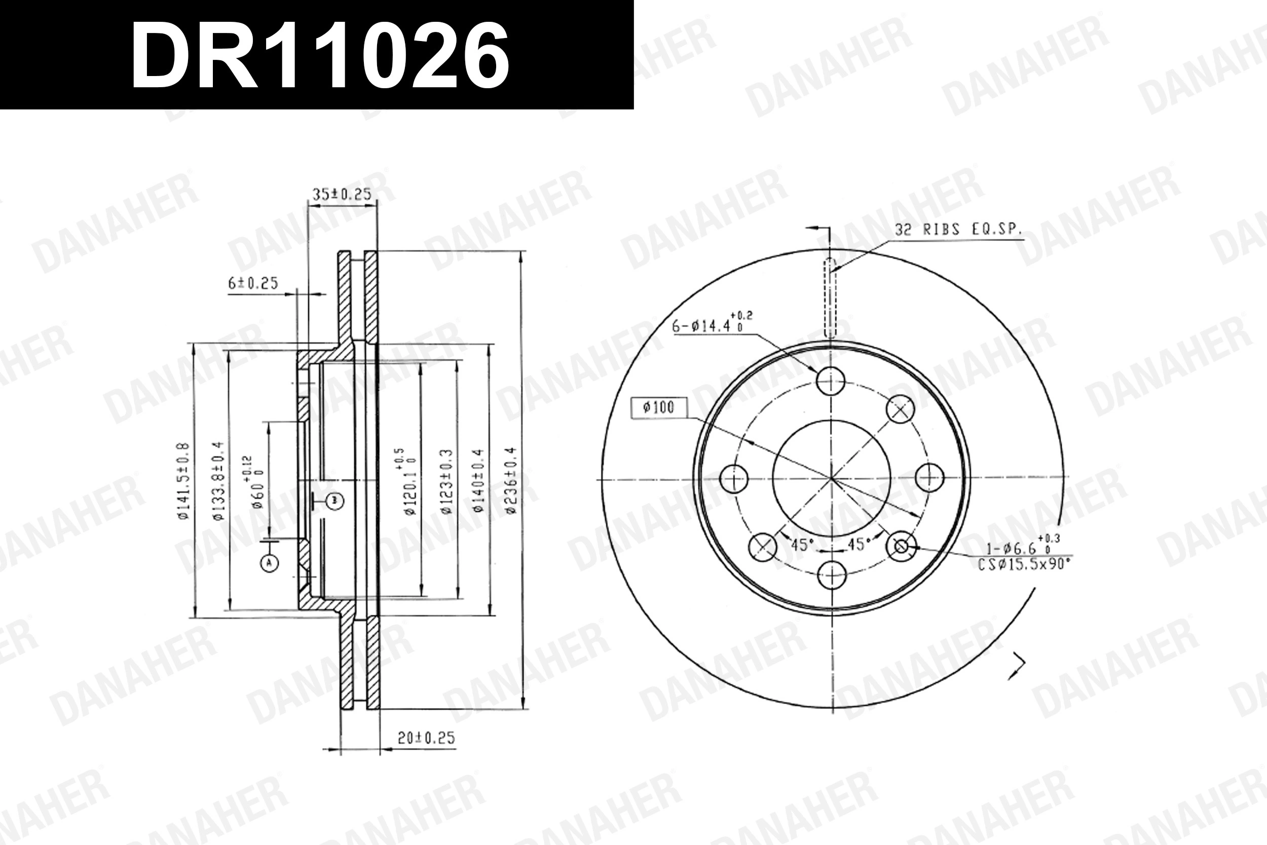 DANAHER féktárcsa - DR11026 - TothCarparts