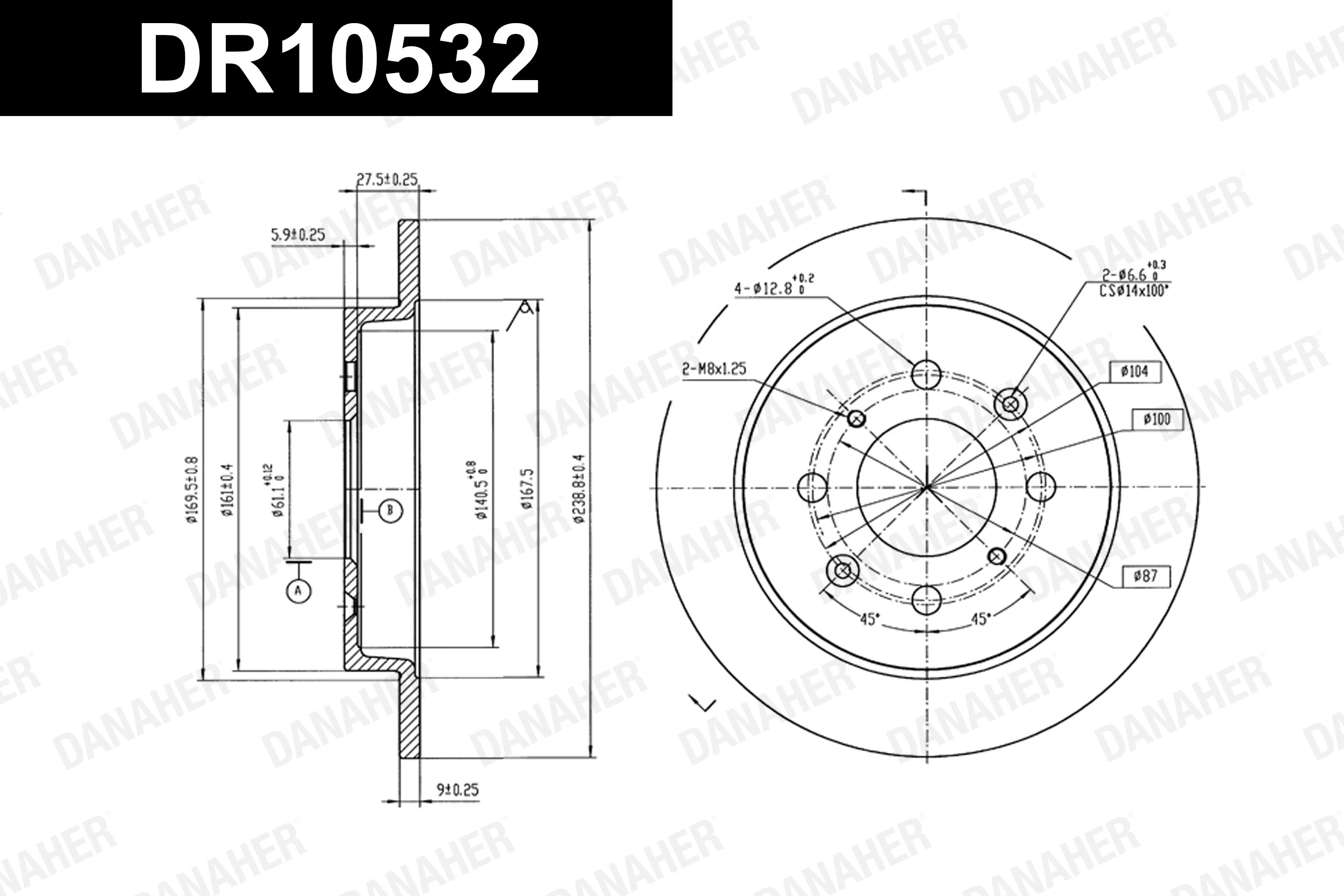 DANAHER féktárcsa - DR10532 - TothCarparts