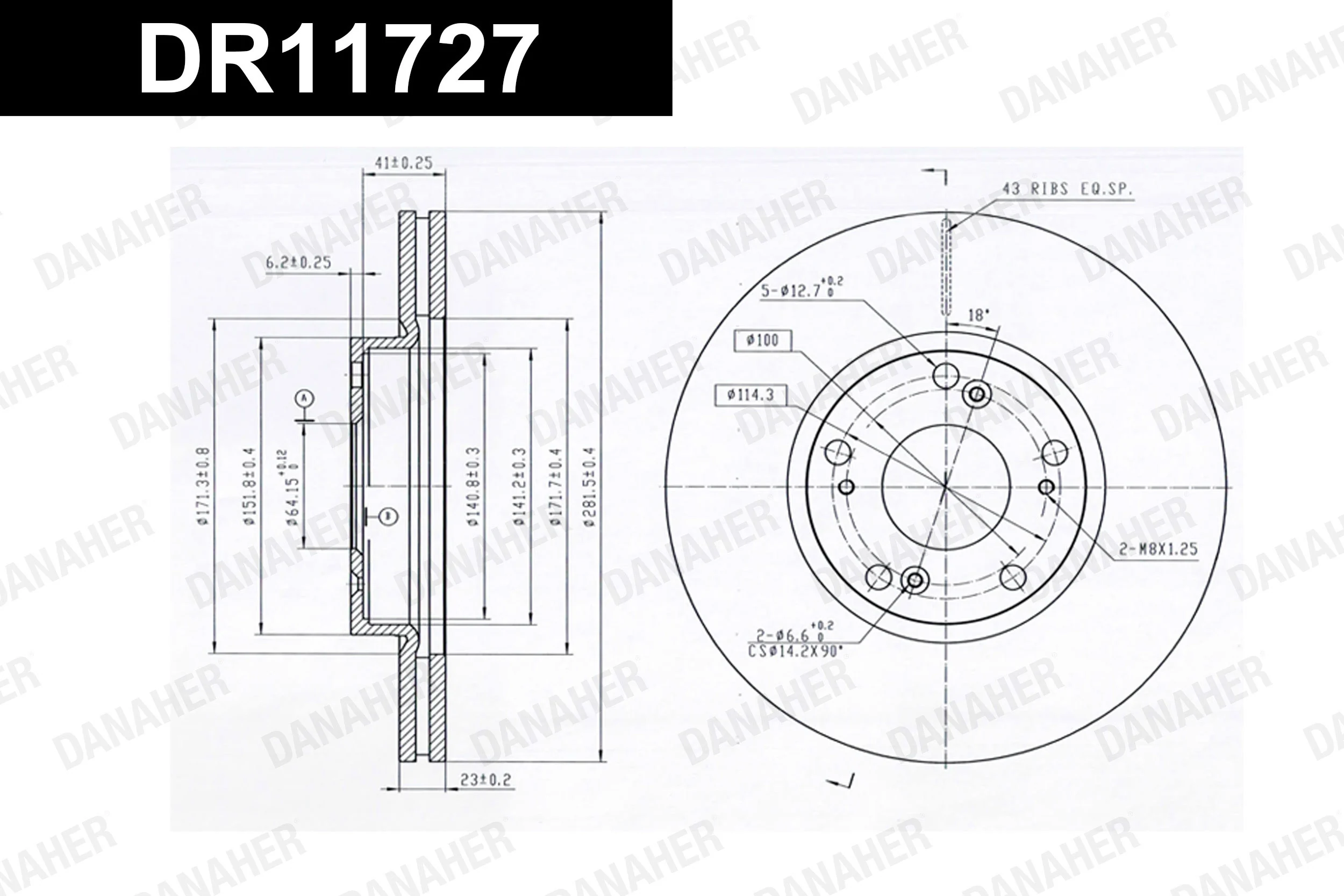 DANAHER féktárcsa - DR11727 - TothCarparts