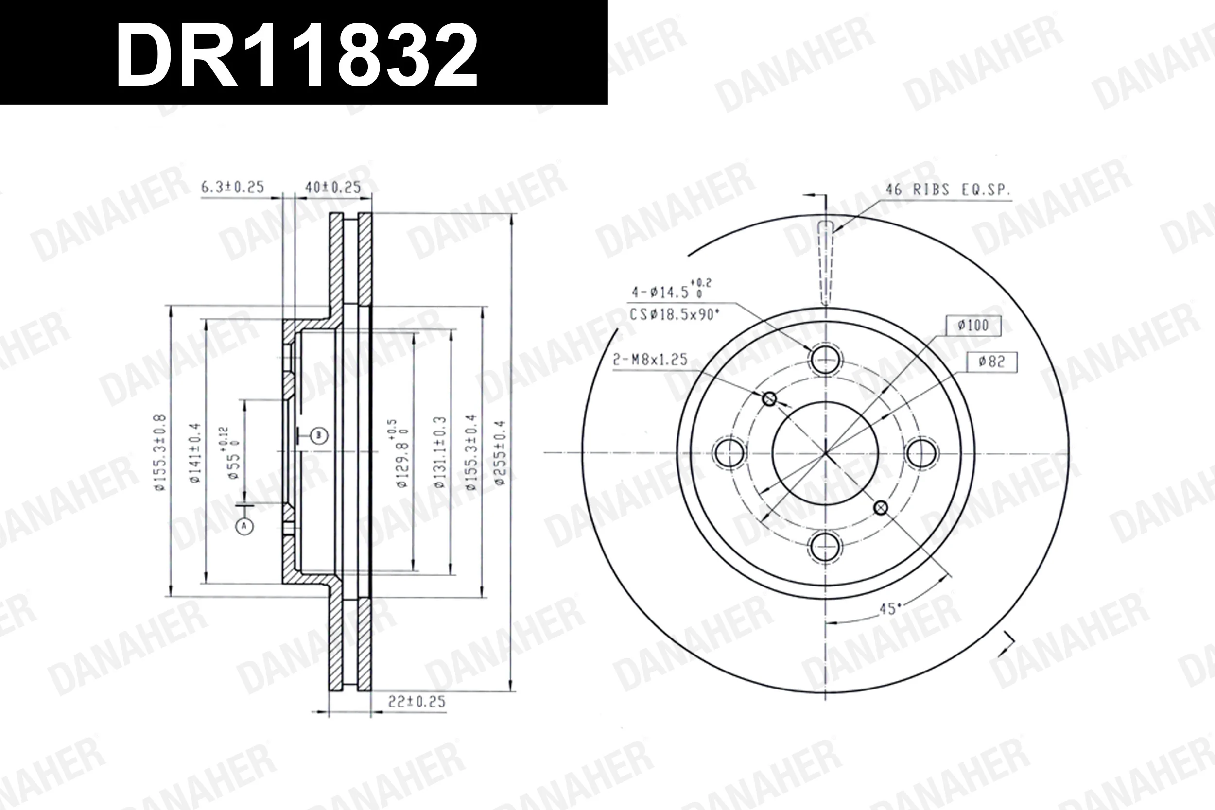 DANAHER féktárcsa - DR11832 - TothCarparts