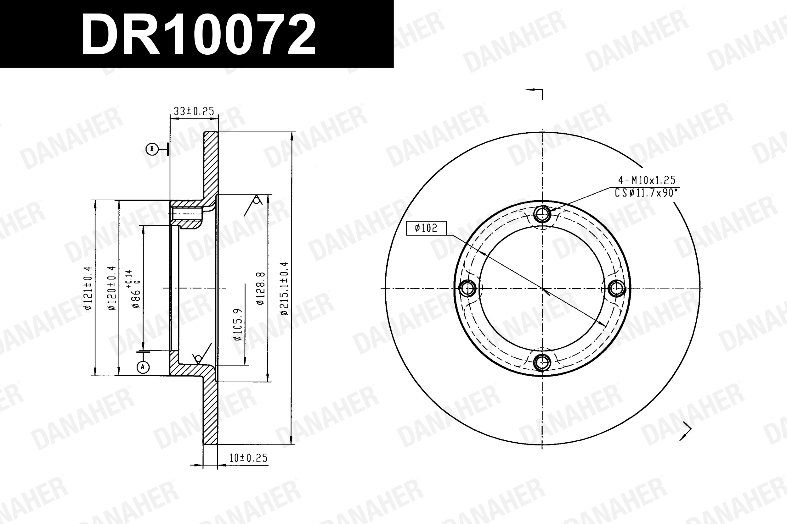 DANAHER féktárcsa - DR10072 - TothCarparts