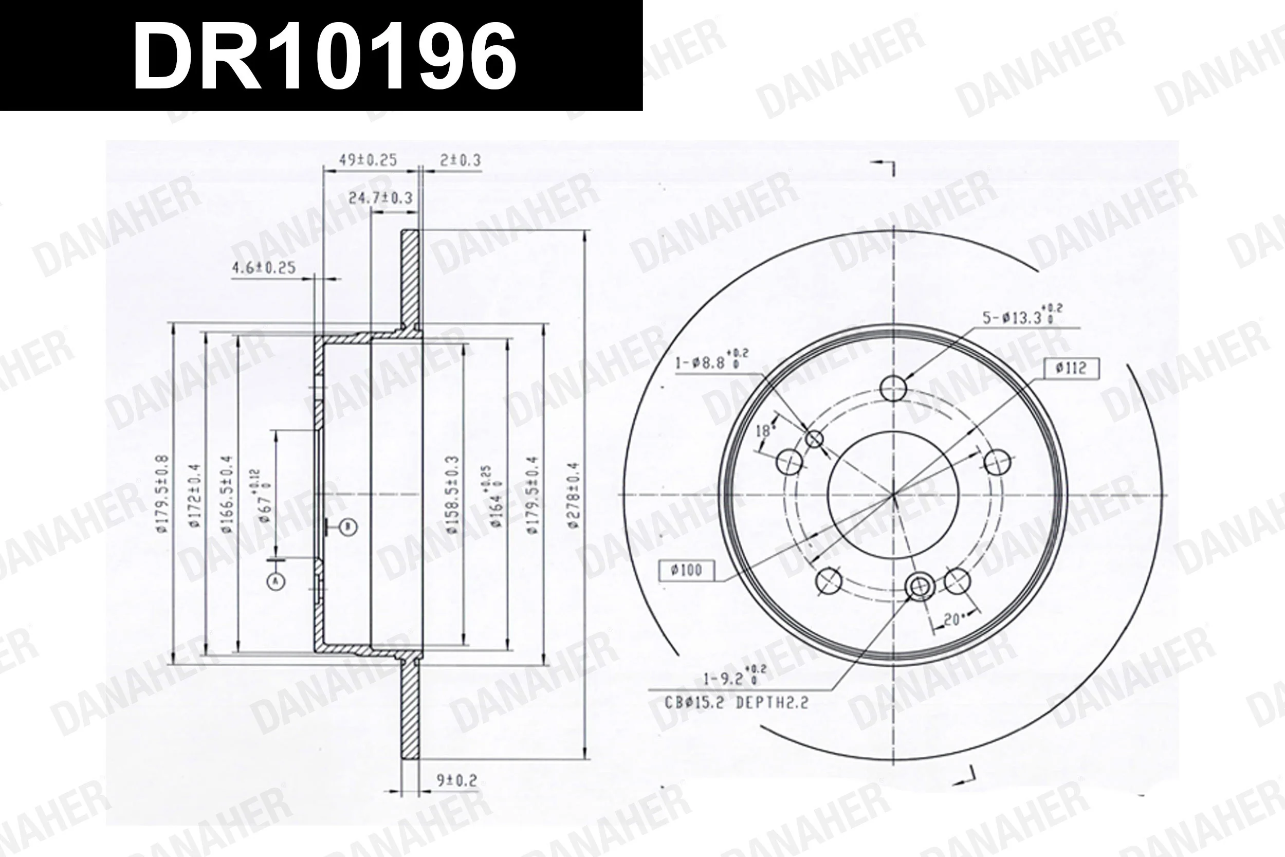 DANAHER féktárcsa - DR10196 - TothCarparts