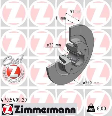 ZIMMERMANN féktárcsa - 470.5409.20 - TothCarparts