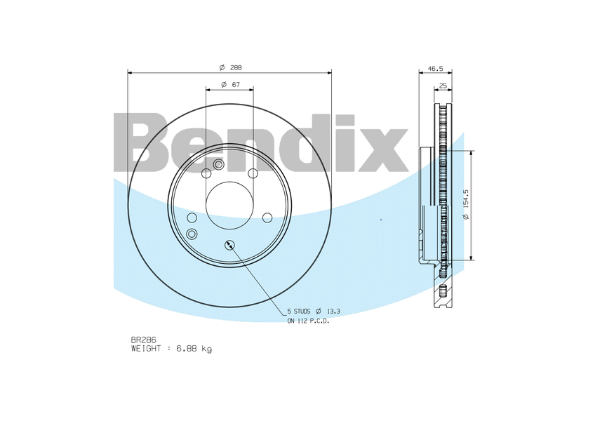 BENDIX-SEA féktárcsa - BR286 - TothCarparts