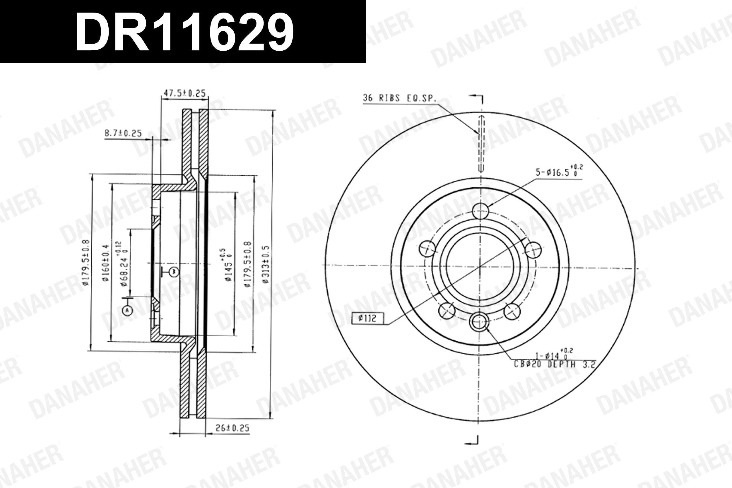 DANAHER féktárcsa - DR11629 - TothCarparts