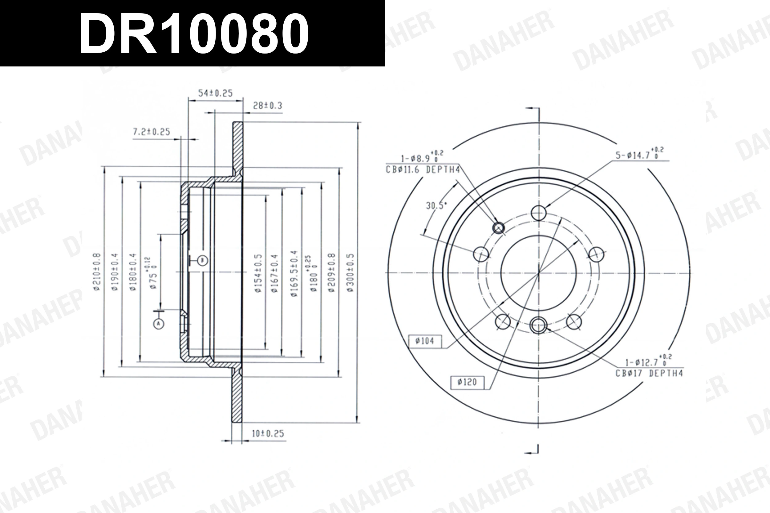 DANAHER féktárcsa - DR10080 - TothCarparts