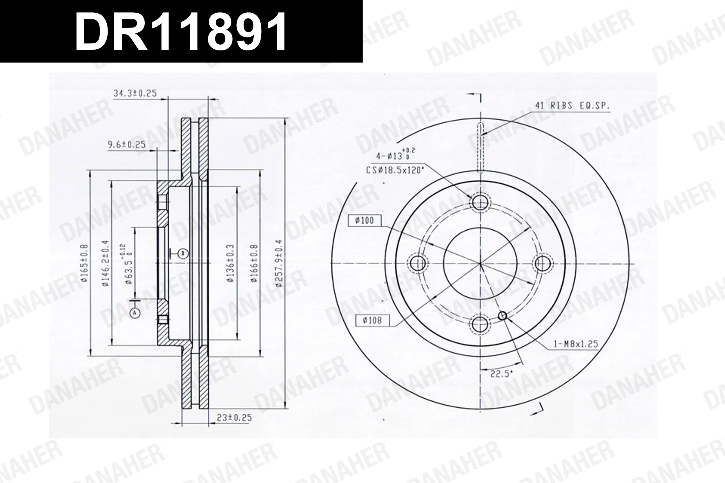 DANAHER féktárcsa - DR11891 - TothCarparts
