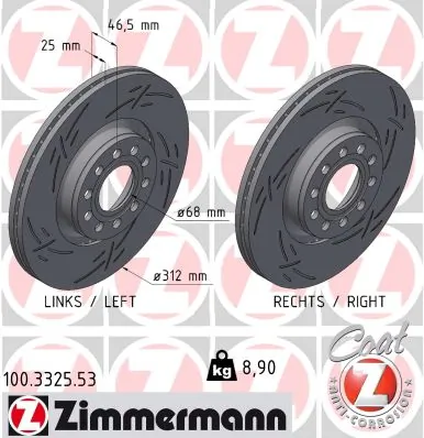 ZIMMERMANN féktárcsa - 100.3325.53 - TothCarparts