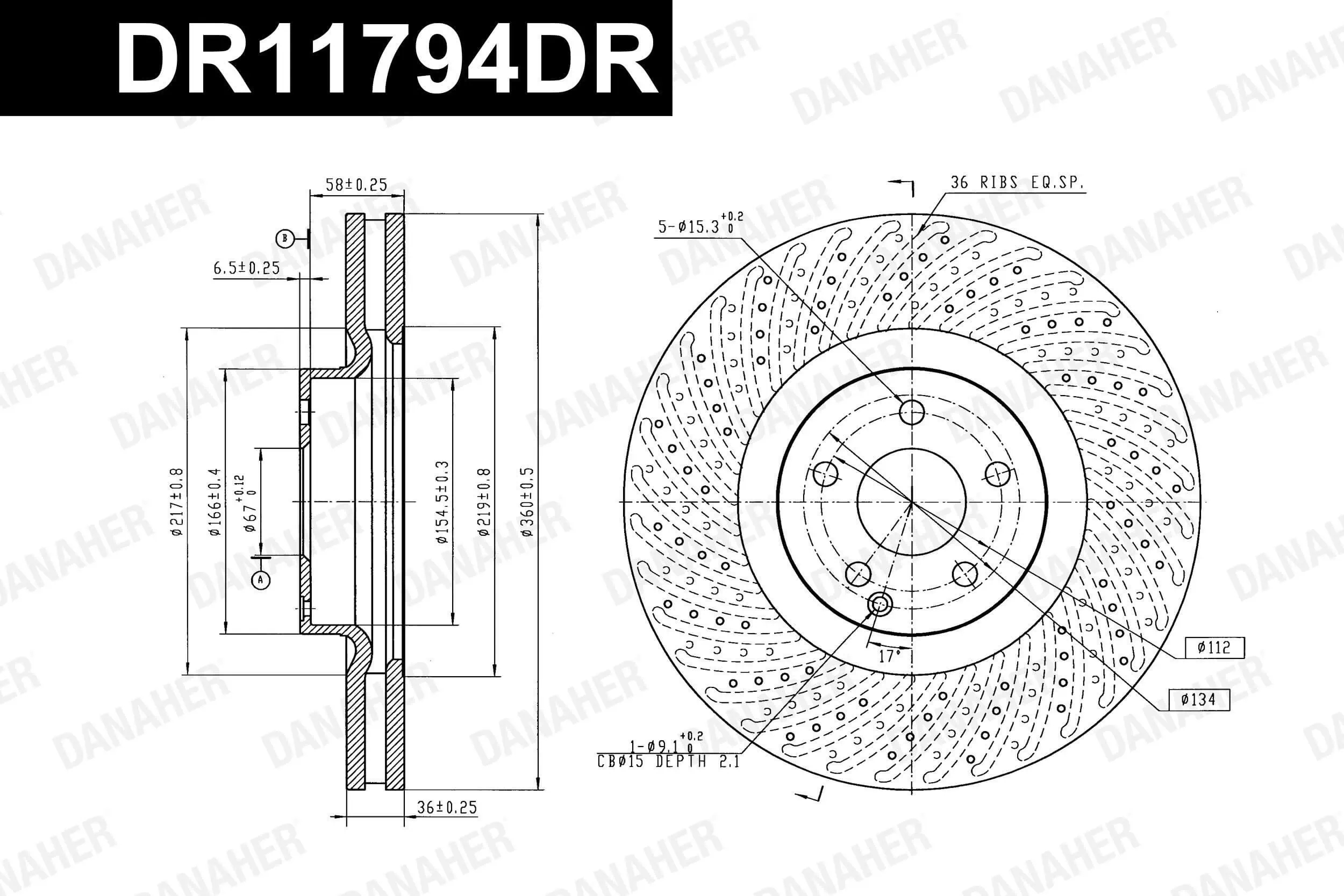 DANAHER féktárcsa - DR11794DR - TothCarparts