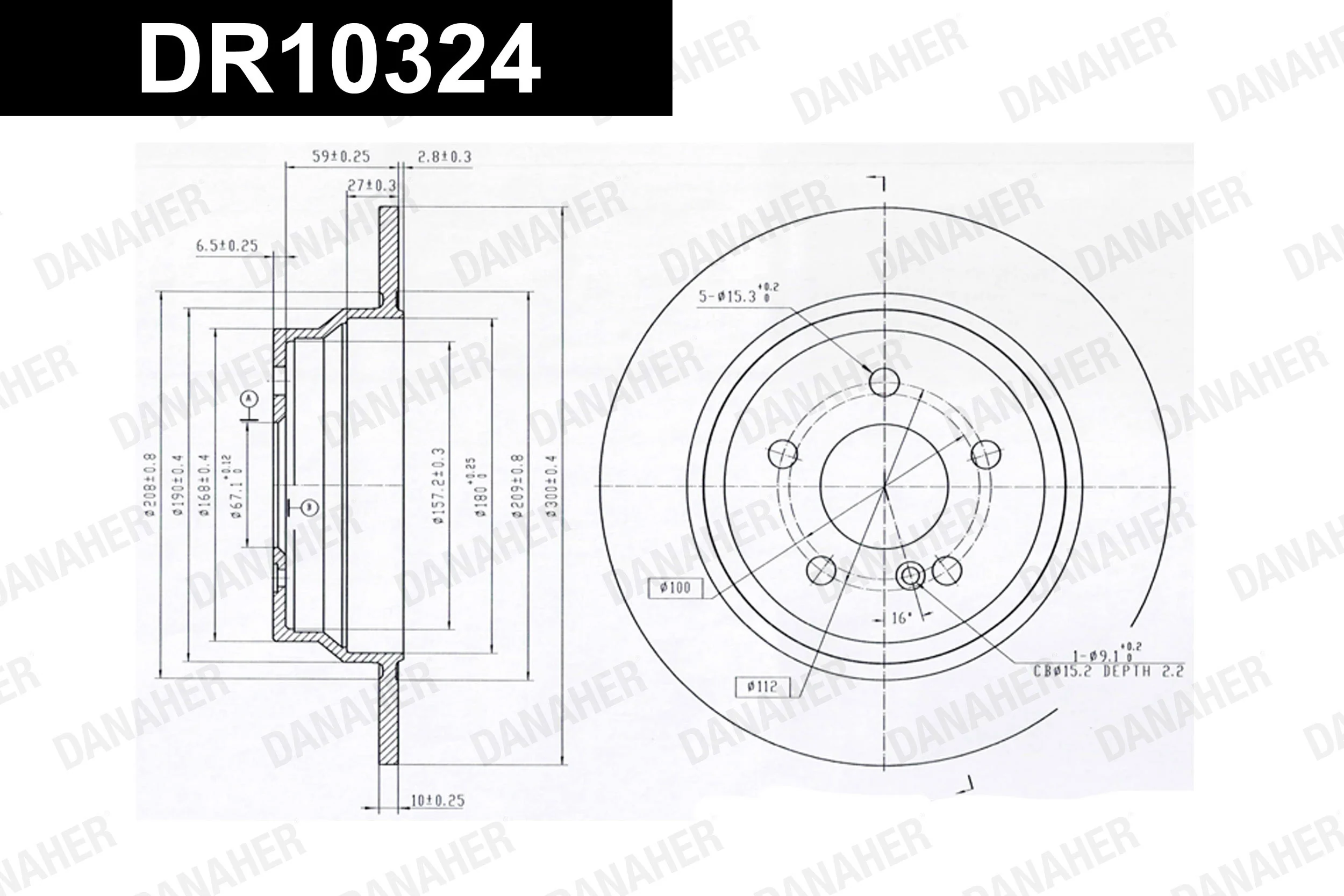 DANAHER féktárcsa - DR10324 - TothCarparts