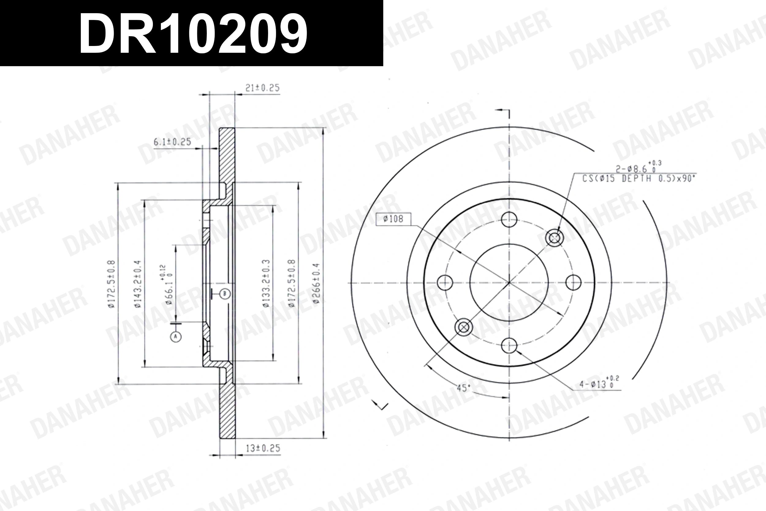DANAHER féktárcsa - DR10209 - TothCarparts