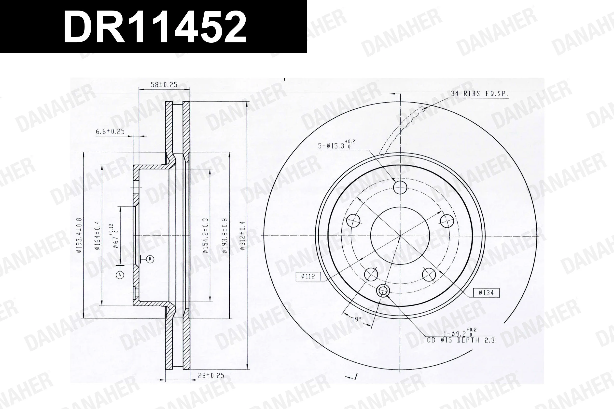 DANAHER féktárcsa - DR11452 - TothCarparts