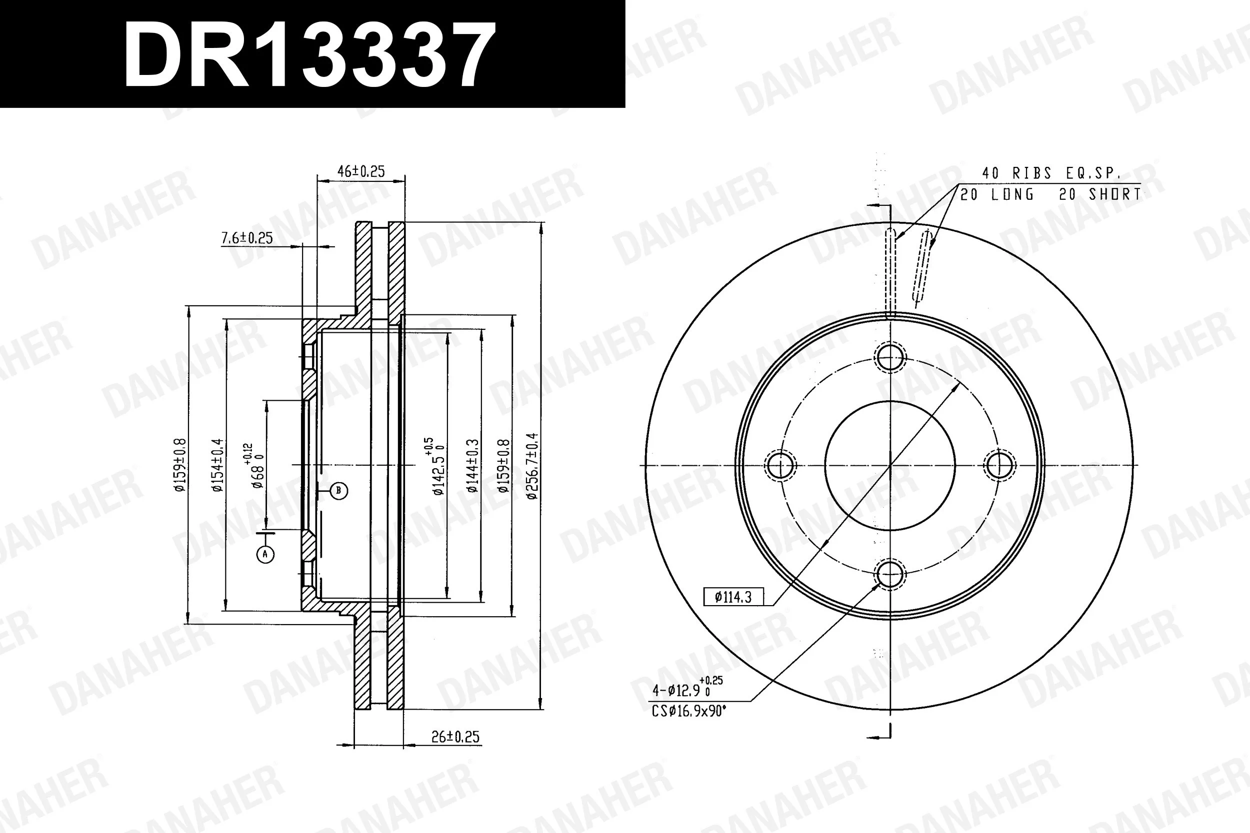 DANAHER féktárcsa - DR13337 - TothCarparts