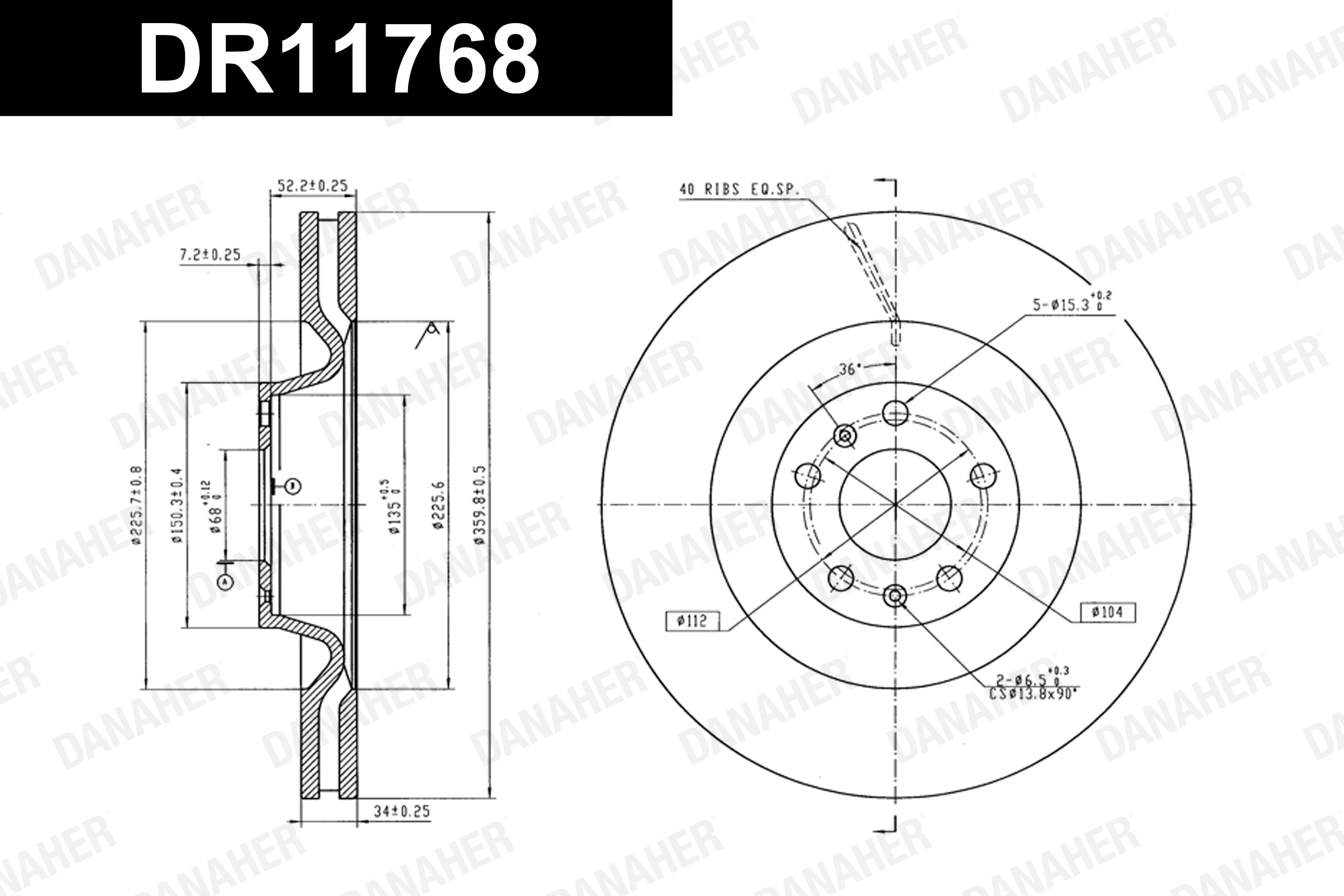 DANAHER féktárcsa - DR11768 - TothCarparts