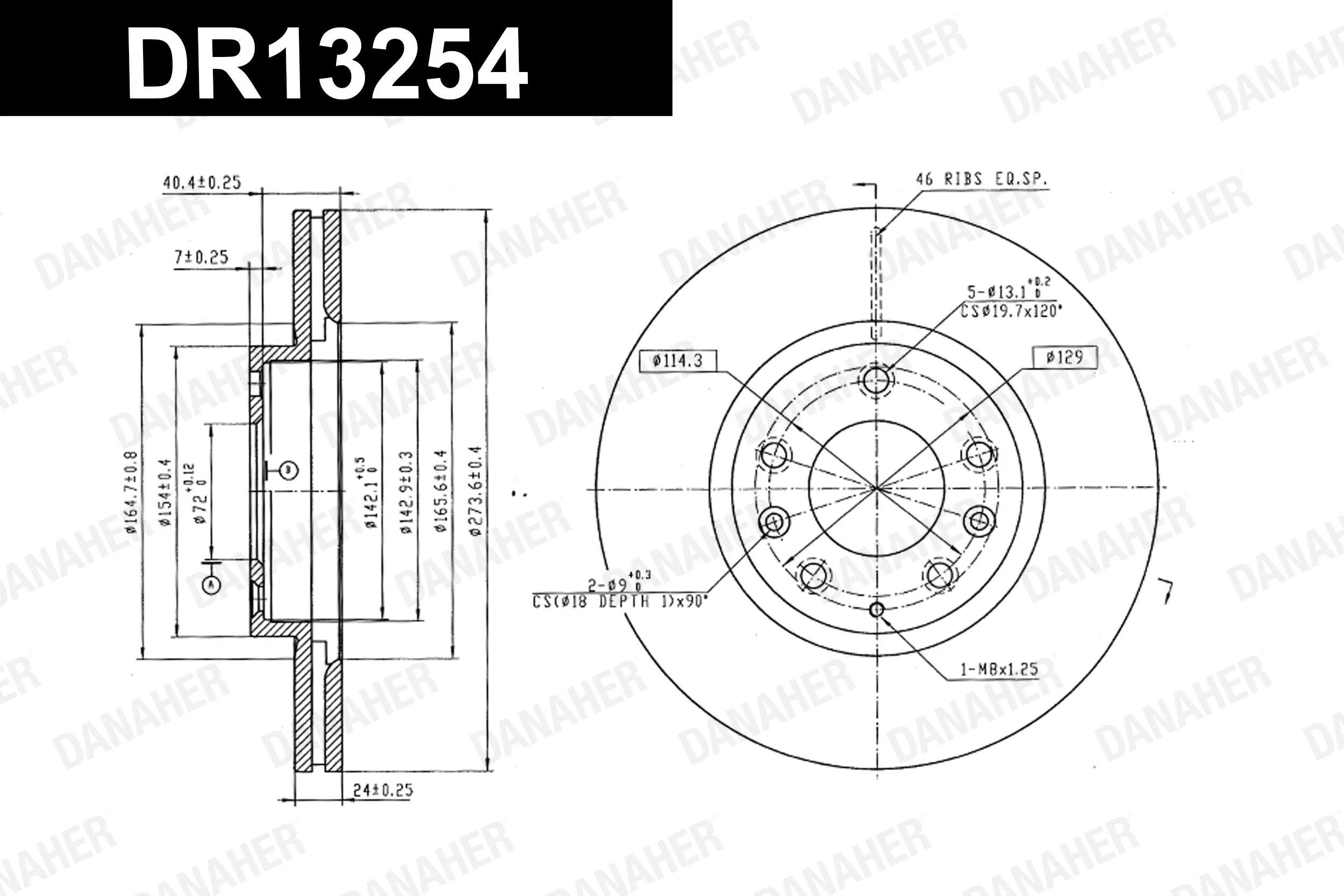 DANAHER féktárcsa - DR13254 - TothCarparts