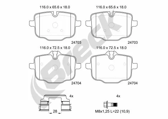 BRECK fékbetétkészlet, tárcsafék - 24704 00 554 00 - TothCarparts