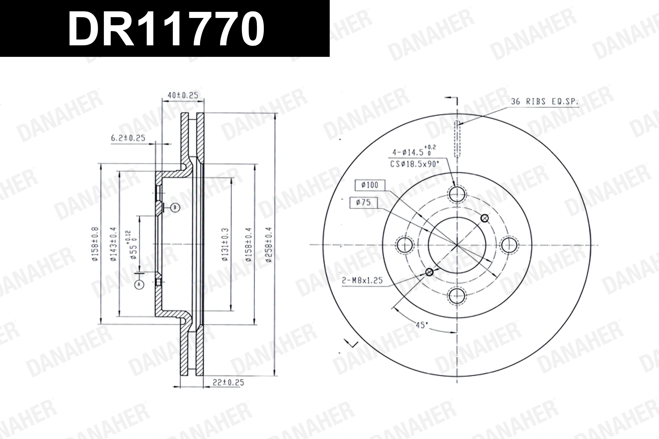 DANAHER féktárcsa - DR11770 - TothCarparts