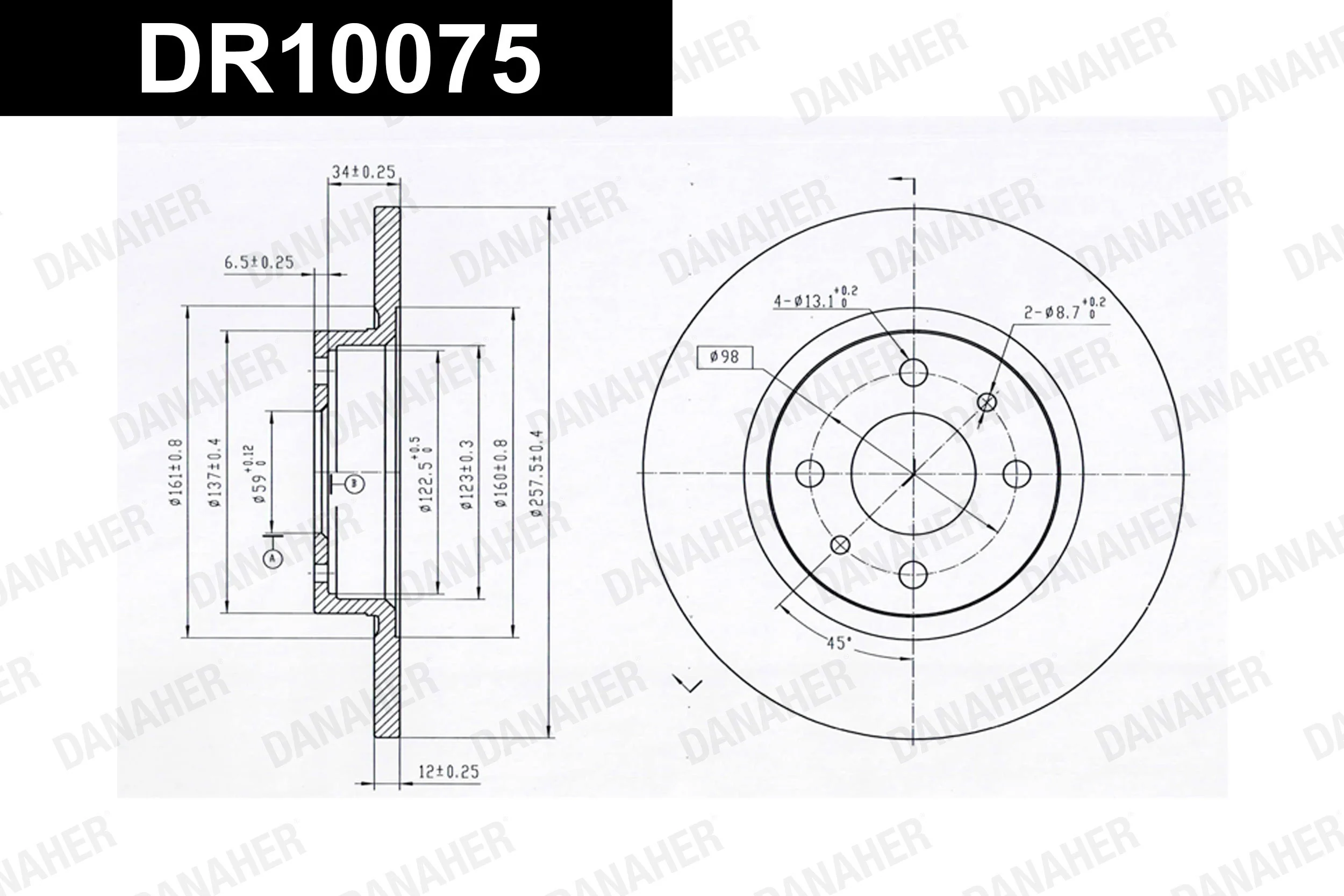 DANAHER féktárcsa - DR10075 - TothCarparts