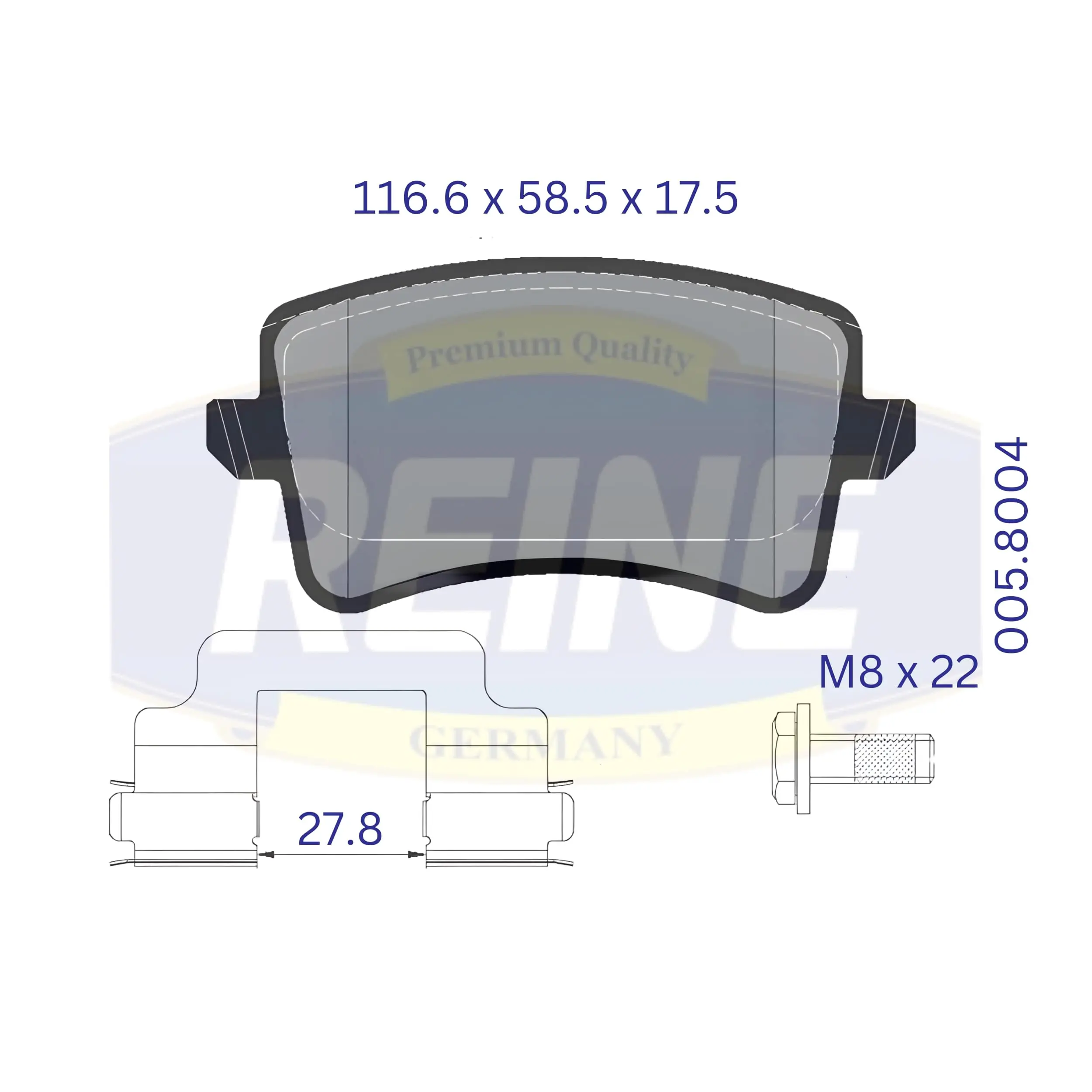 REINE GERMANY fékbetétkészlet, tárcsafék - .005.8004 - TothCarparts