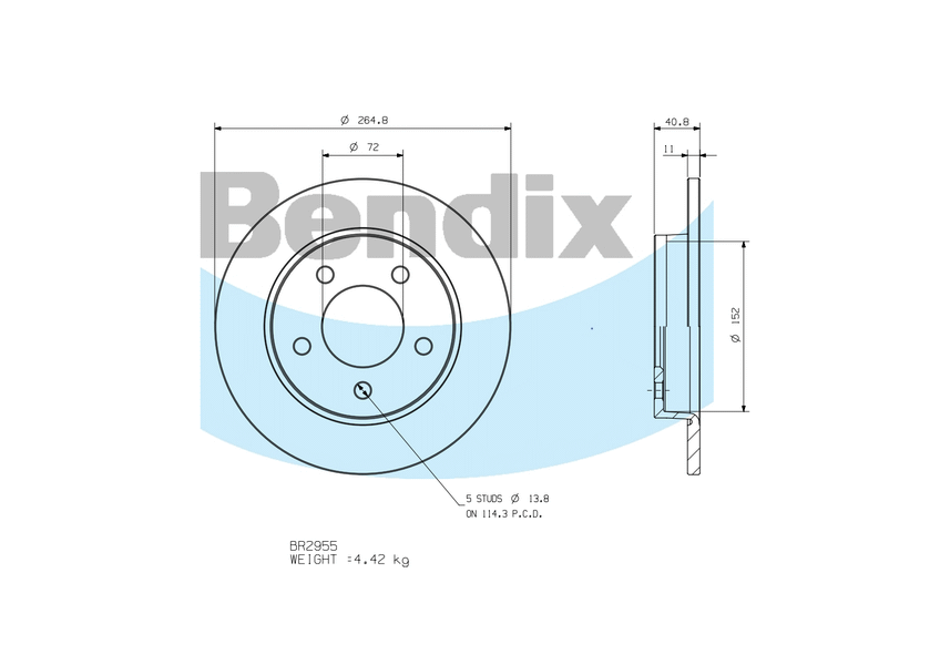 BENDIX-SEA féktárcsa - BR2955 - TothCarparts