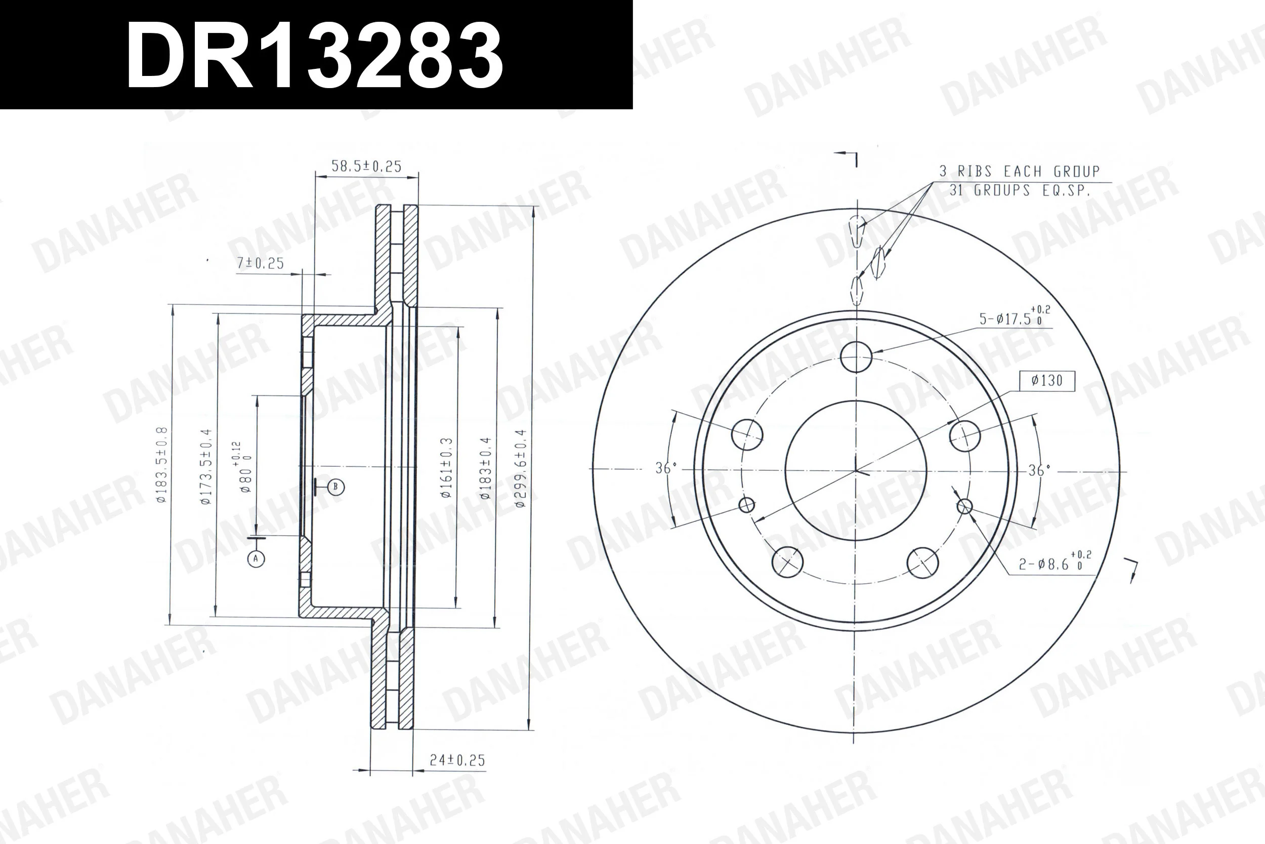 DANAHER féktárcsa - DR13283 - TothCarparts