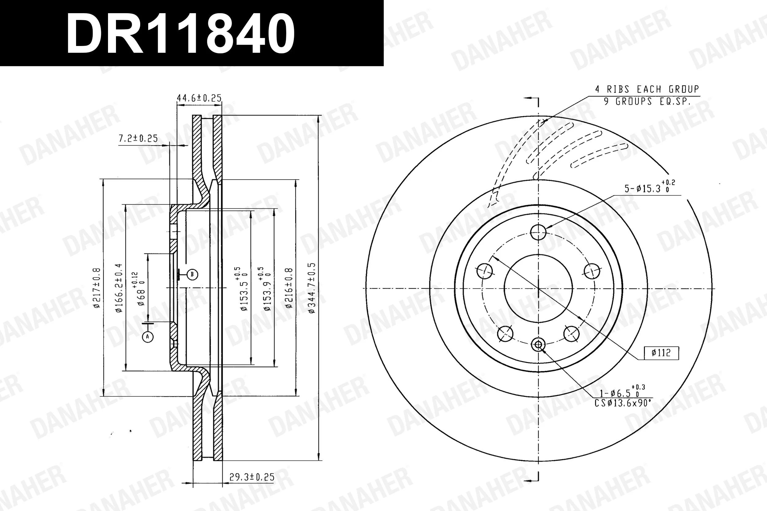 DANAHER féktárcsa - DR11840 - TothCarparts