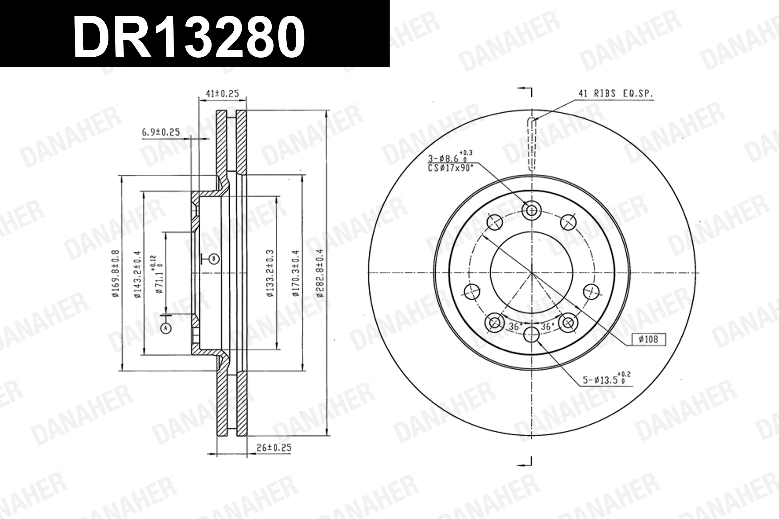 DANAHER féktárcsa - DR13280 - TothCarparts