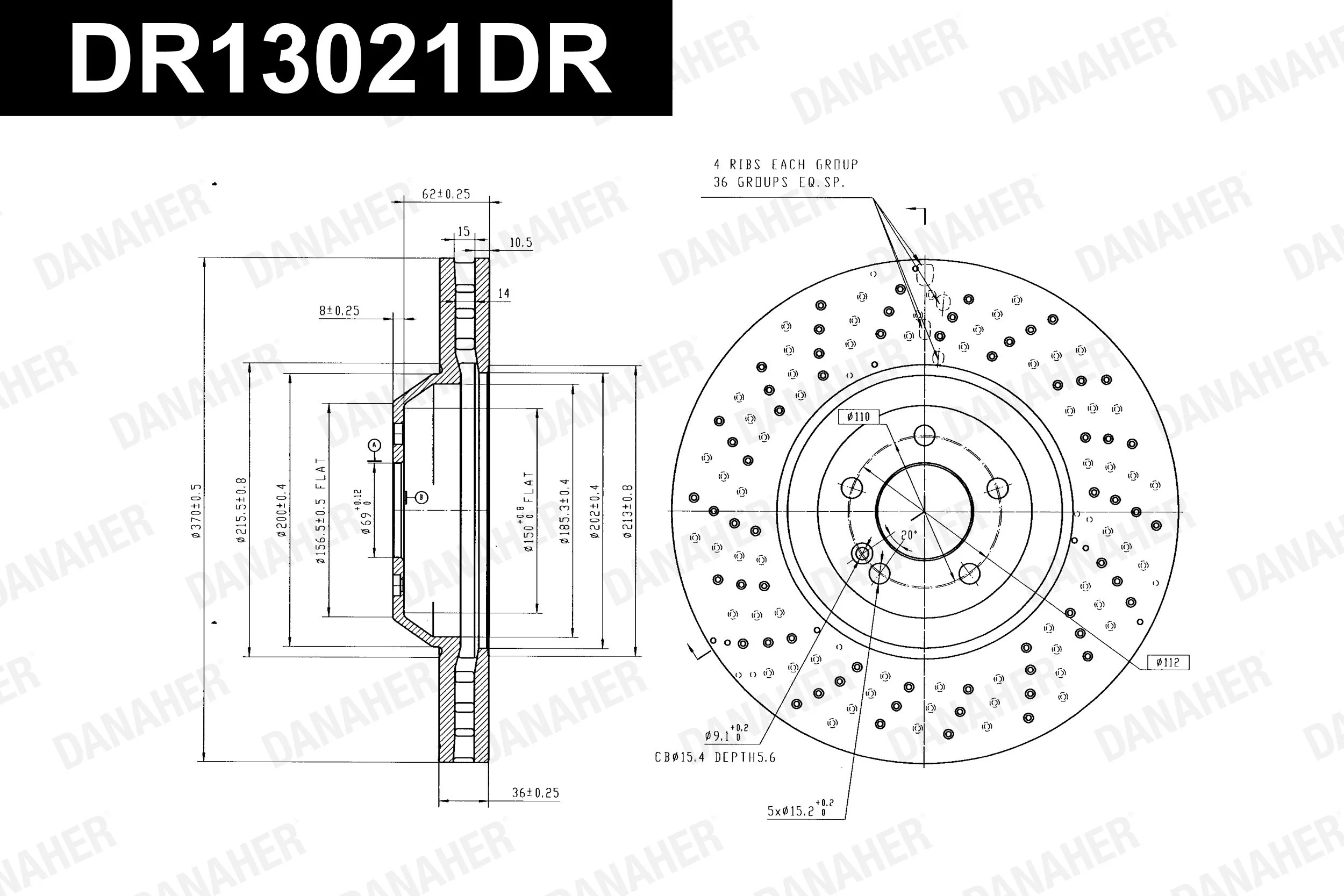 DANAHER féktárcsa - DR13021DR - TothCarparts