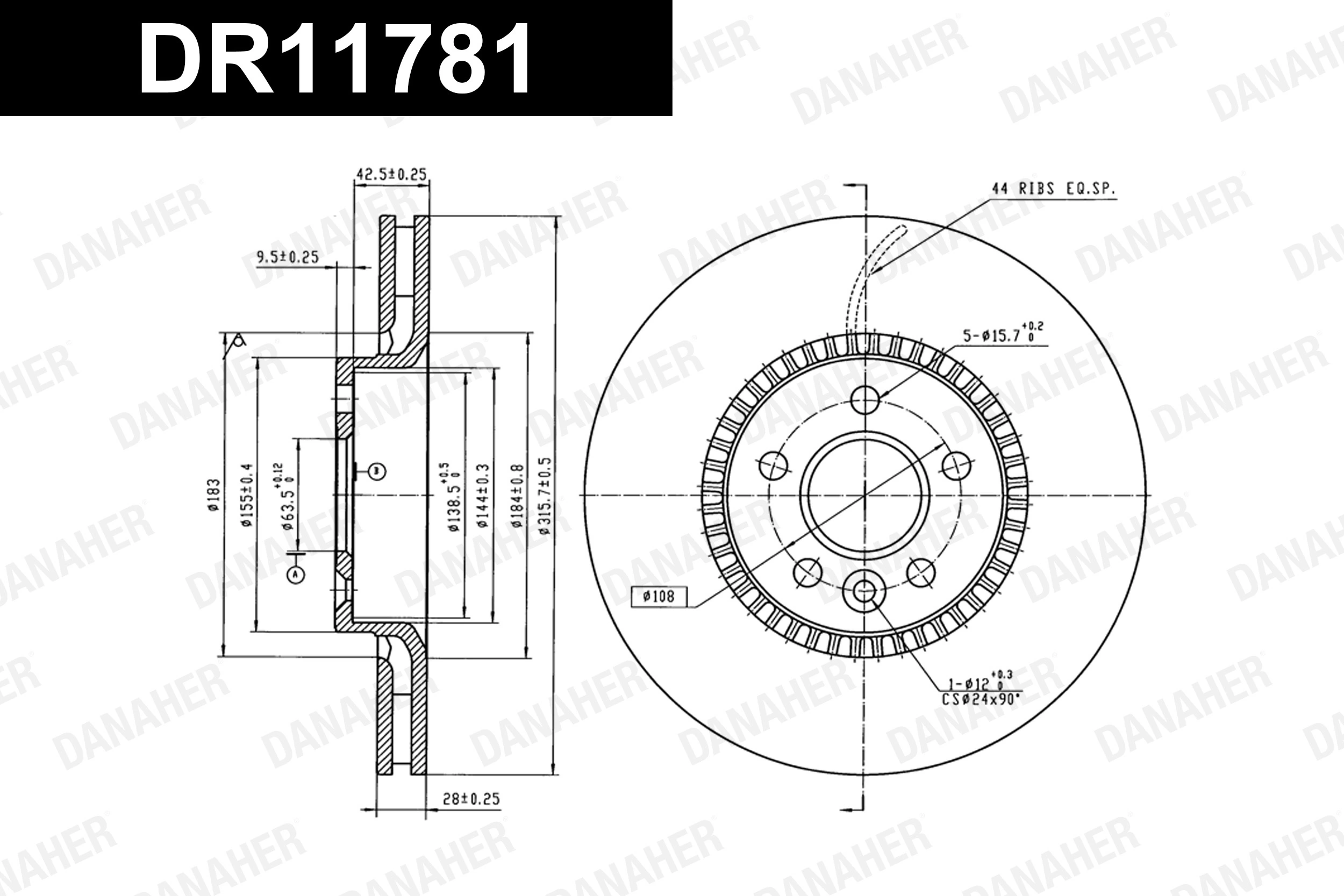 DANAHER féktárcsa - DR11781 - TothCarparts