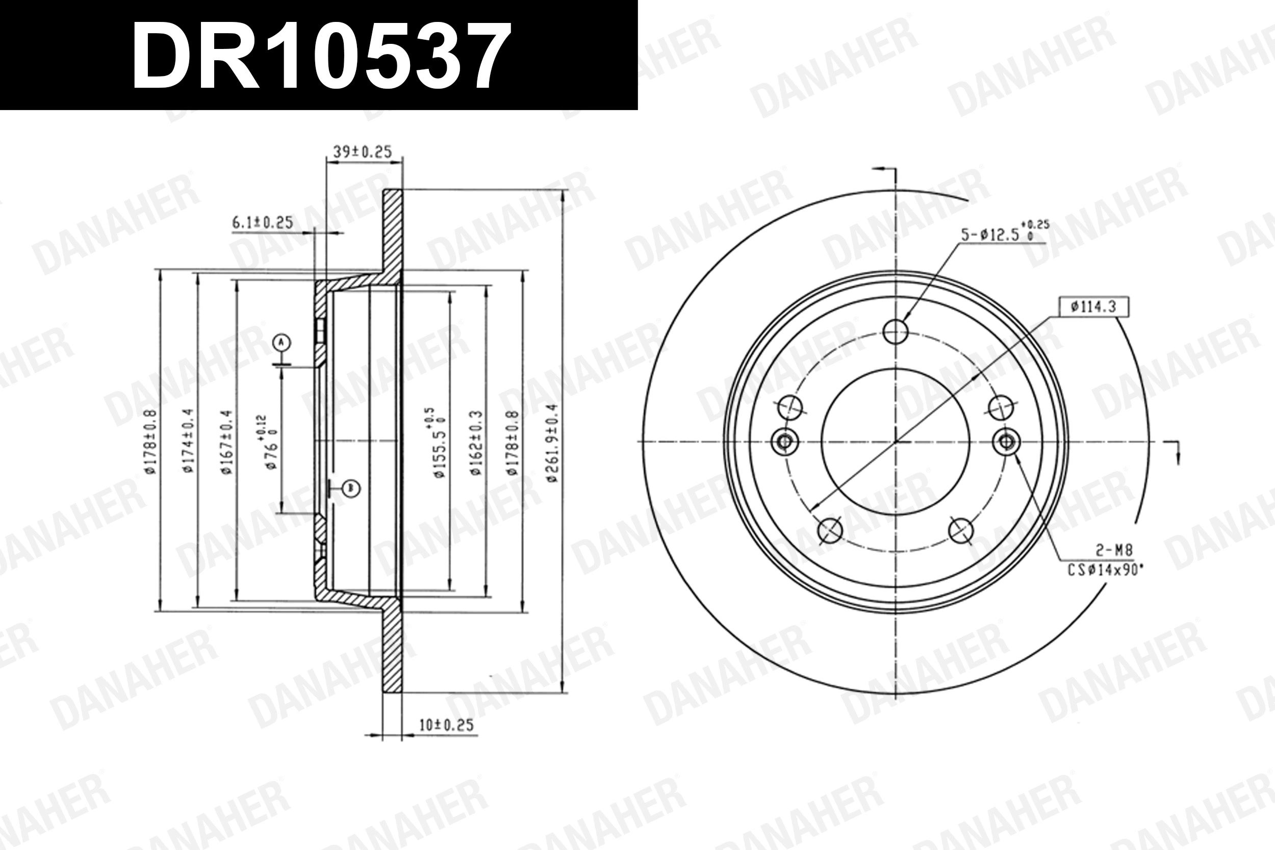 DANAHER féktárcsa - DR10537 - TothCarparts