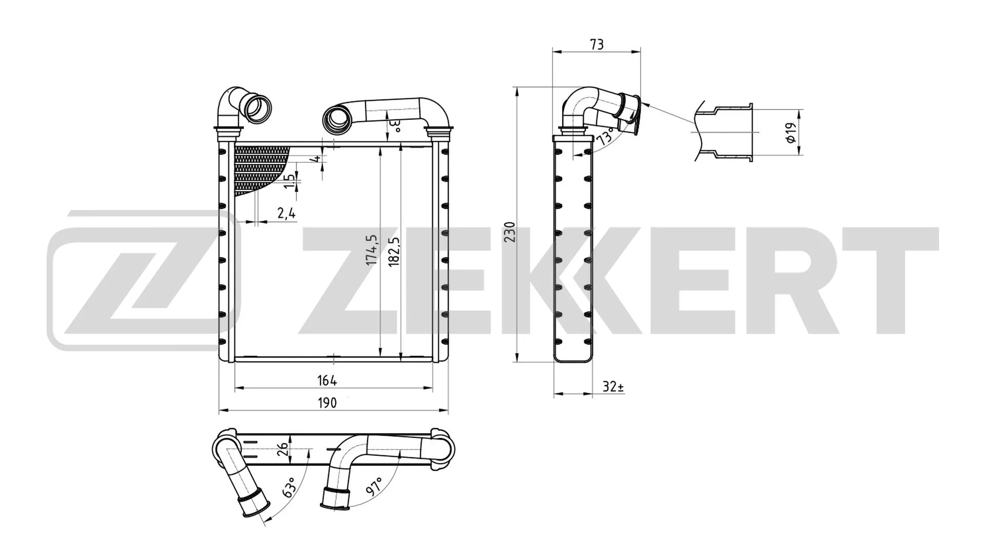 ZEKKERT Hőcserélő, belső tér fűtés - MK-5153 - TothCarparts