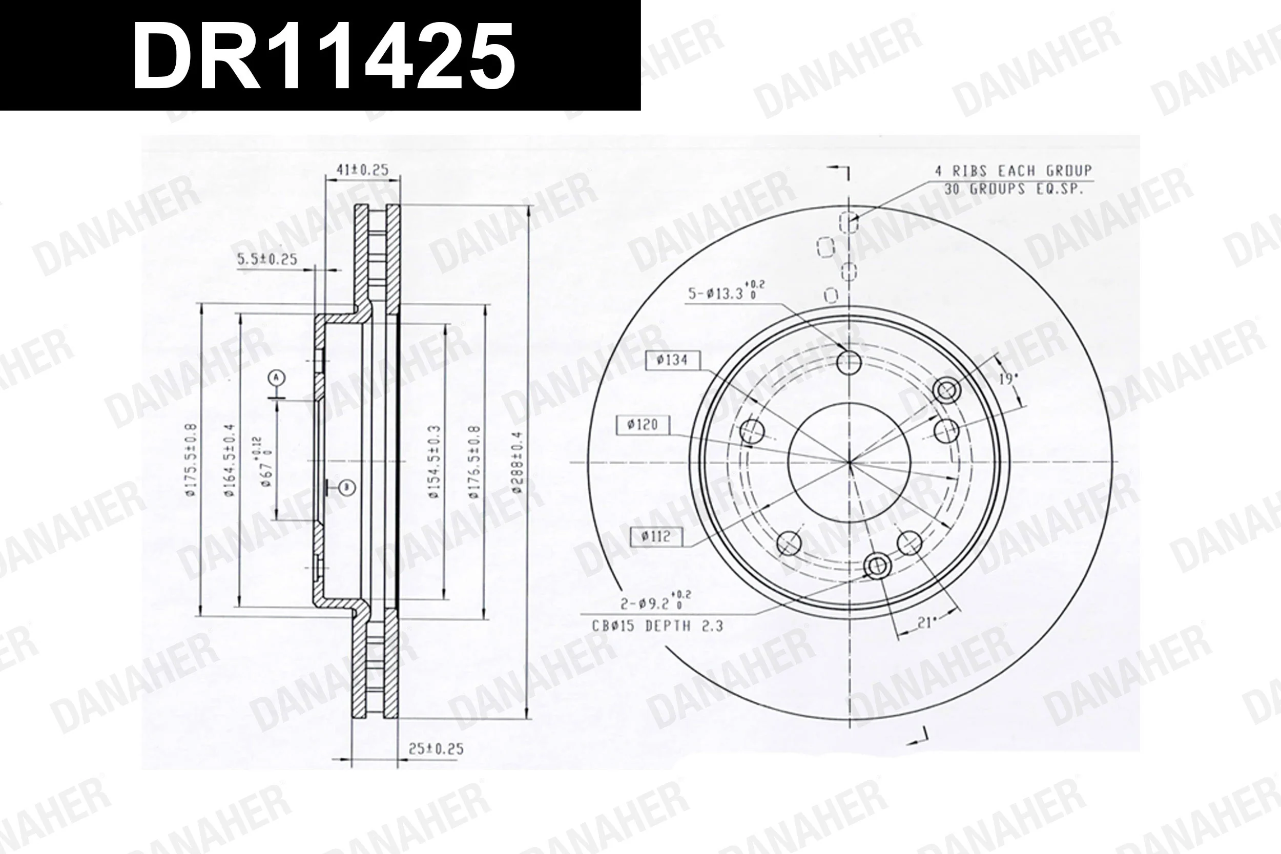 DANAHER féktárcsa - DR11425 - TothCarparts