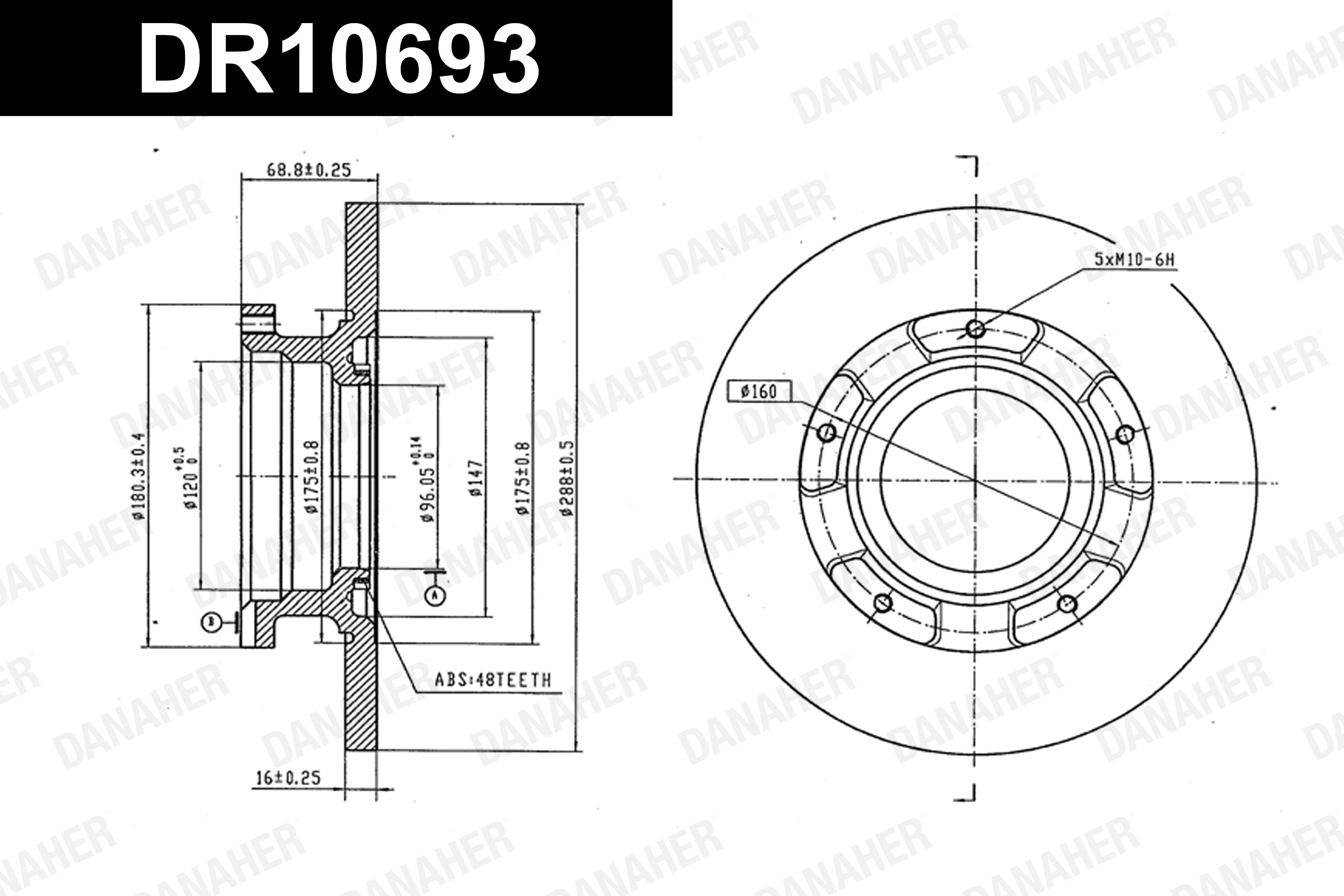 DANAHER féktárcsa - DR10693 - TothCarparts