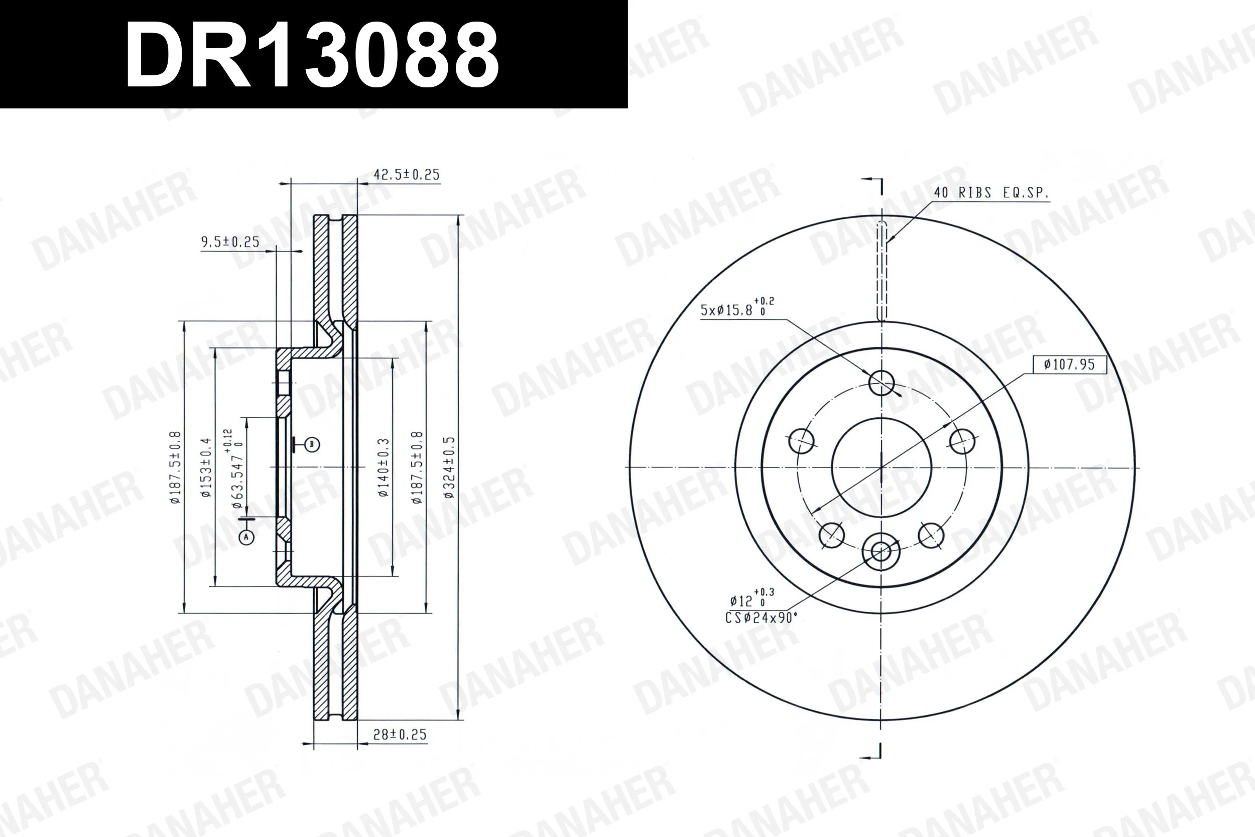 DANAHER féktárcsa - DR13088 - TothCarparts
