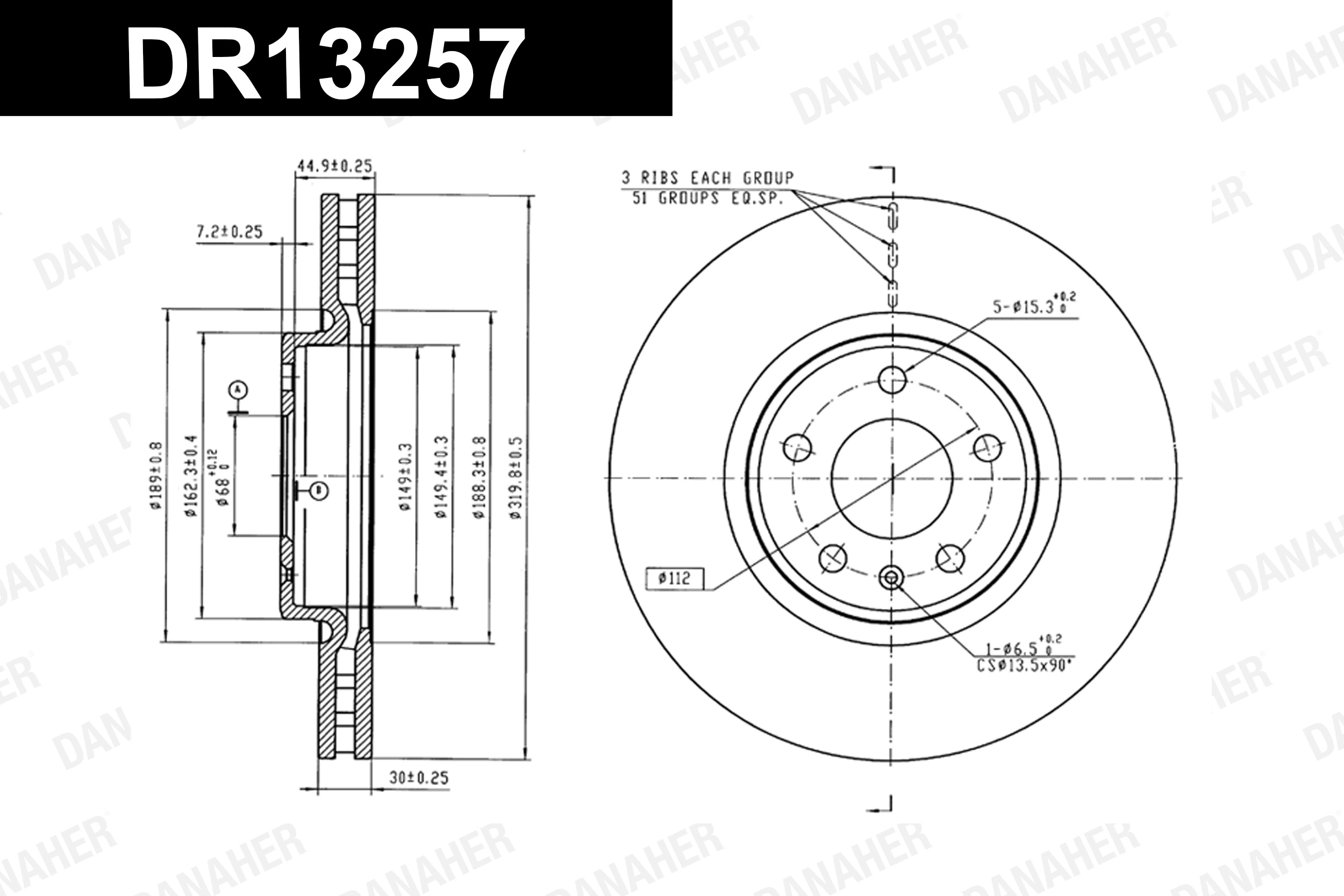 DANAHER féktárcsa - DR13257 - TothCarparts